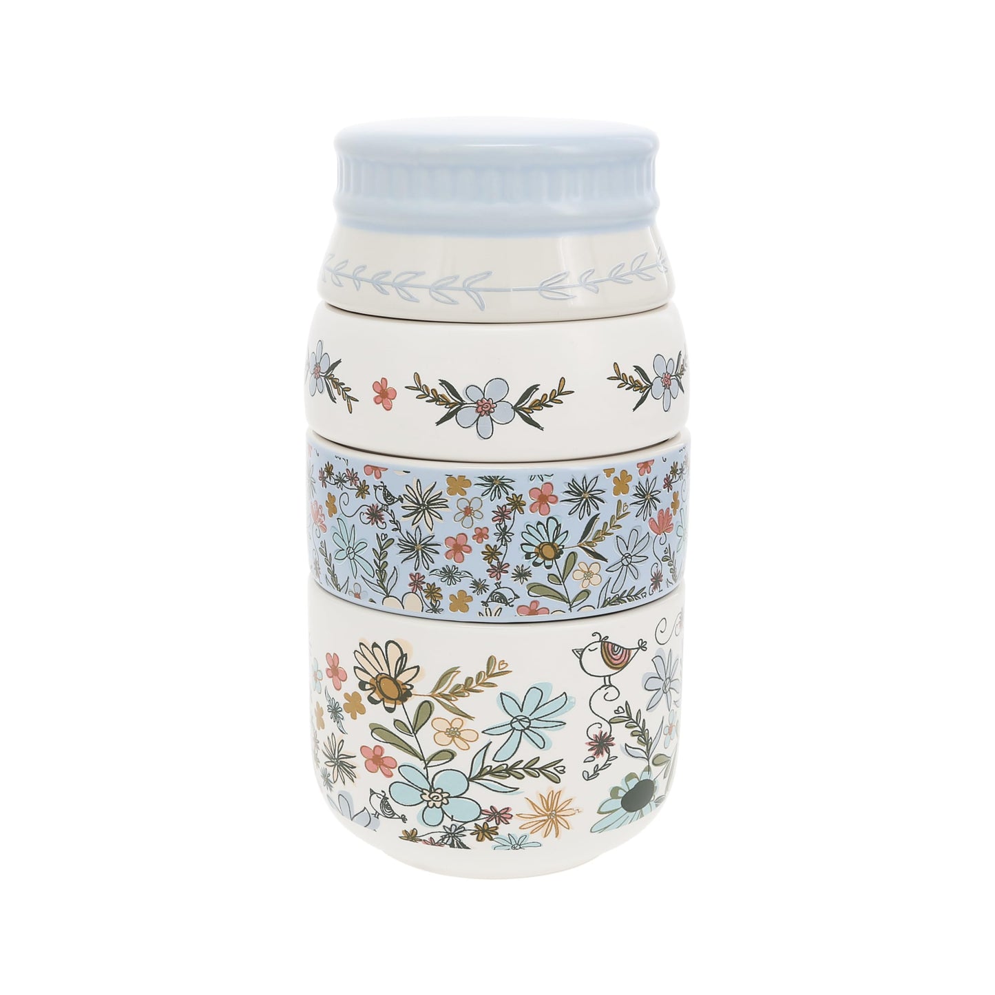Pavilion Gift Company - Measure - 6.75" x 3.5" Ceramic Stacked Measuring Cups Love Appreciation Baking Kitchenware