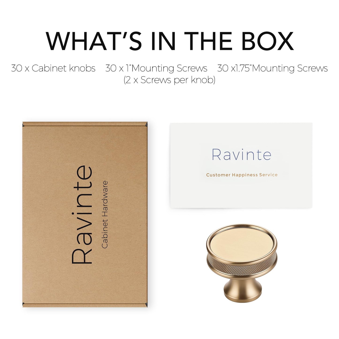 Ravinte 30 Pack 1-1/5"(30mm) Champagne Bronze Cabinet Knobs Knurled Dresser Drawer knobs Kitchen Cupboard Handles for Cabinet Hardware