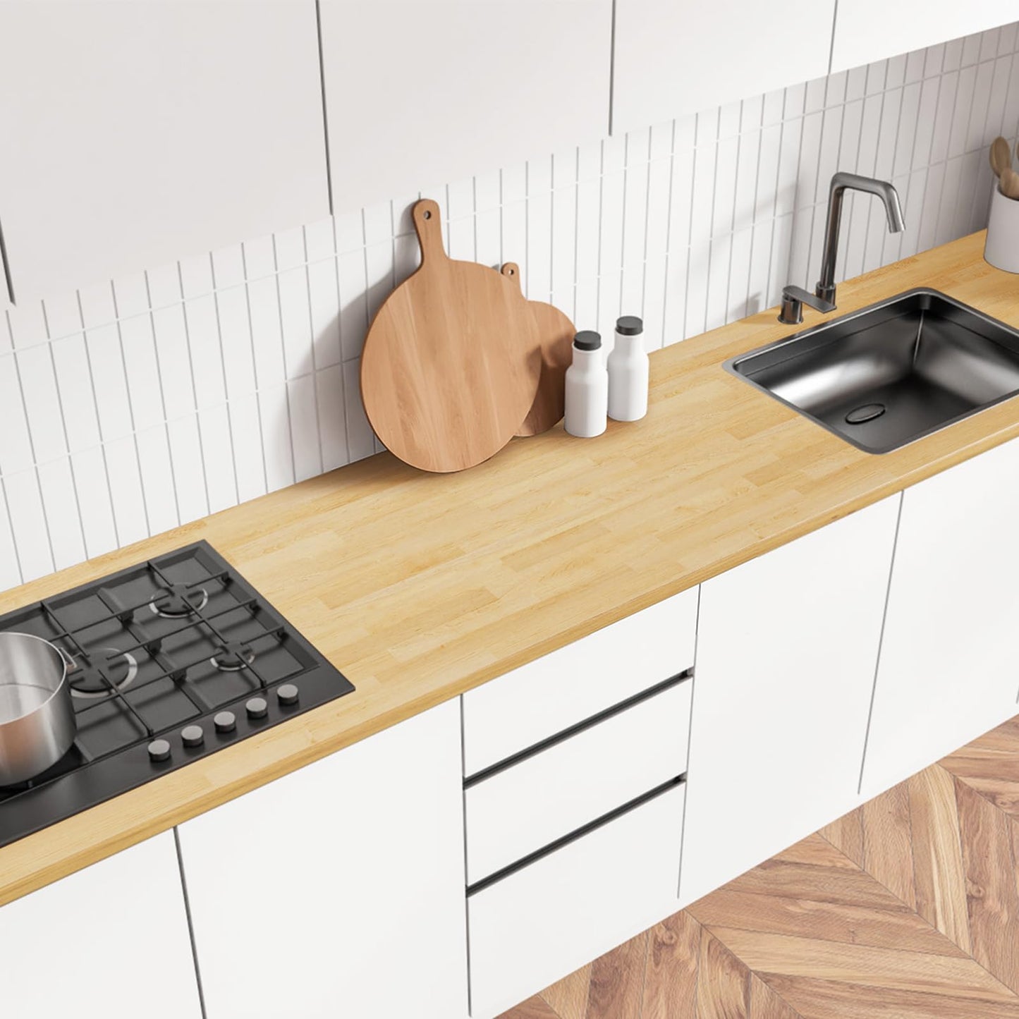 Unfinished Birch Butcher Block Countertop - Solid Wood Cutting Board for Kitchen Island, DIY Desk & Washer Dryer Top, Customizable Surface, 72" x 25" x 1.5" Thick