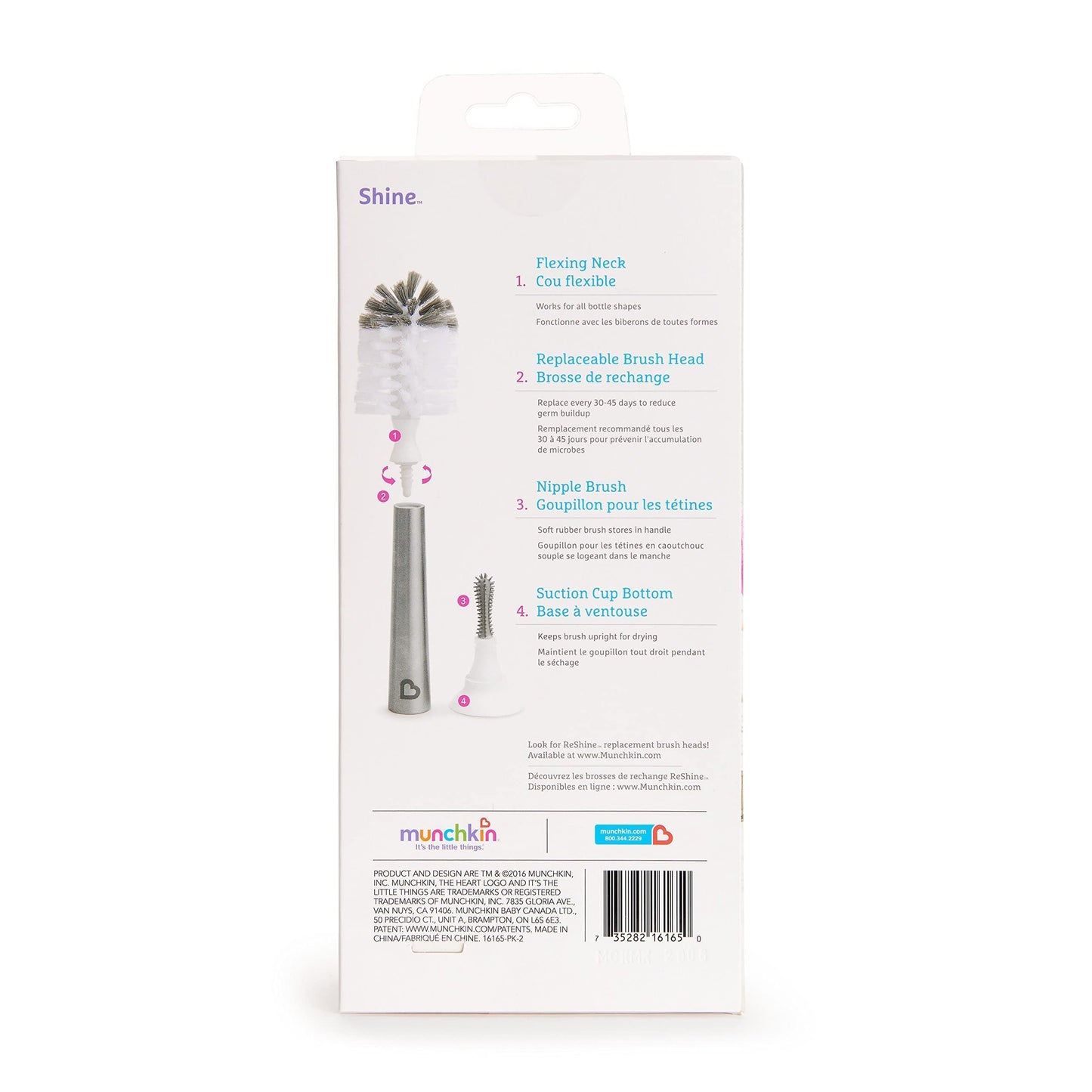 Munchkin® Shine™ Stainless Steel Bottle Brush and Refill Brush Head