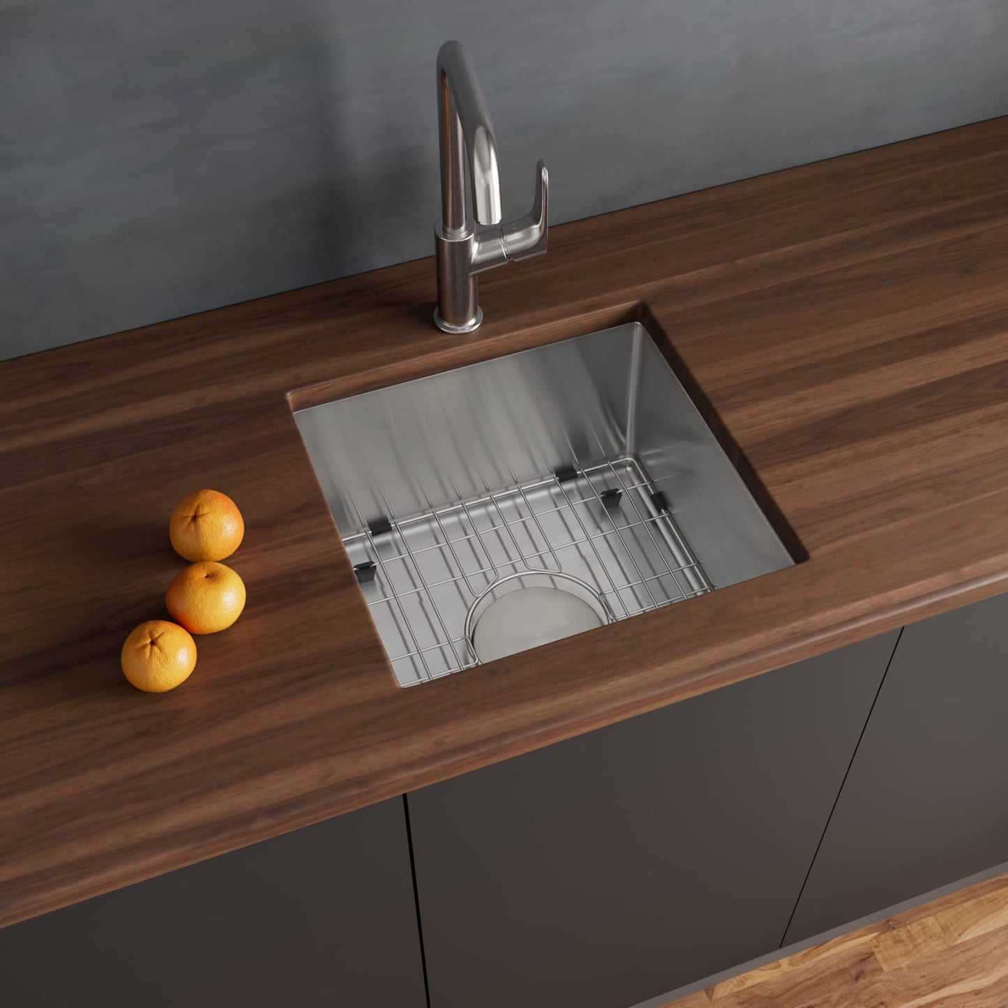 LQS Oval Stainless Steel RV Sink, Small Bathroom Kitchen Sink, 5.12" Depth, RV Kitchen Bar Sinks with Sinks Drain Assembly (Stainless Steel, 15" x 15" x 10")