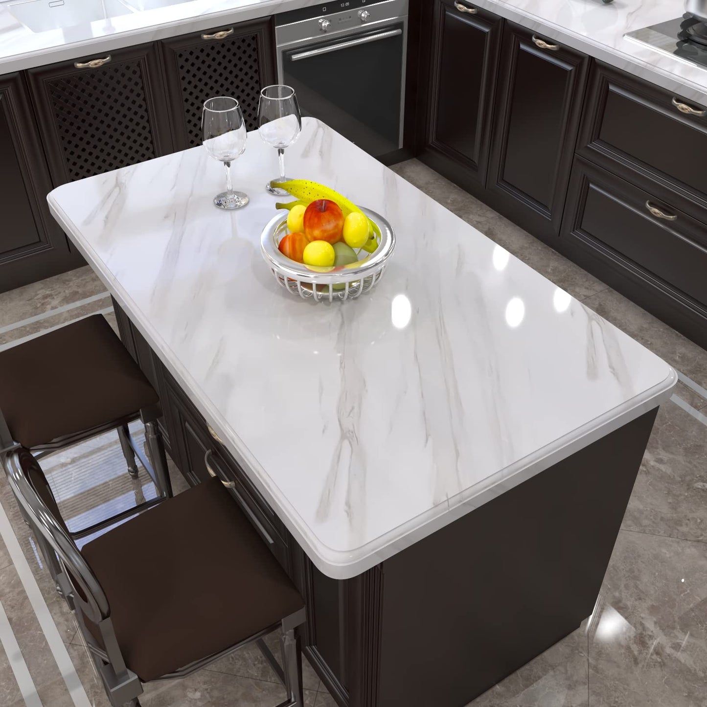 VIOPVERY White Marble Peel and Stick Wallpaper 35" x 197", Waterproof Removable Marble Countertop Contact Paper Vinyl Covering for Countertops Kitchen Bathroom Cabinet Desk Backsplash Tile
