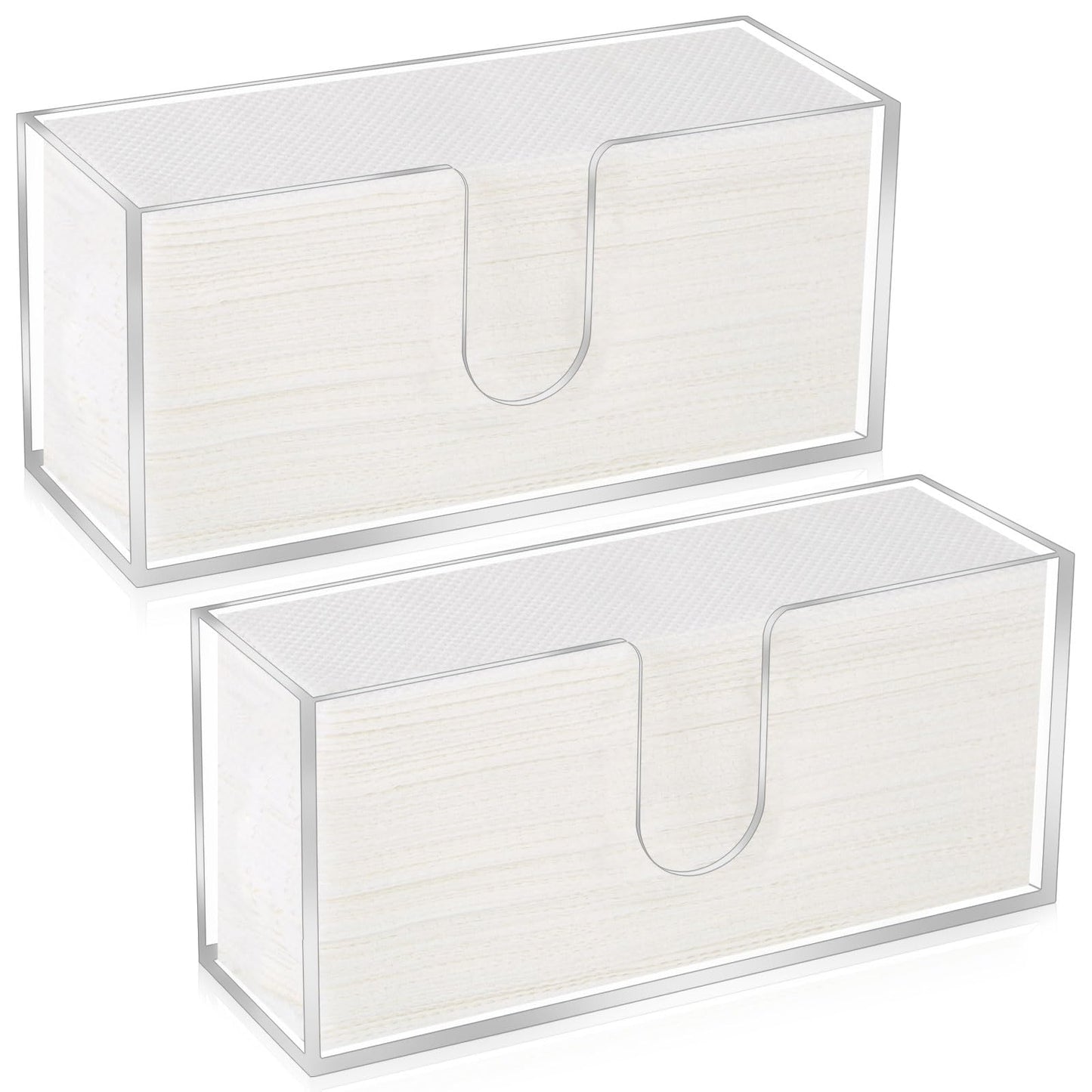 Whdiystella 2Pcs Acrylic Paper Towel Dispenser, Paper Towel Holder Countertop Clear Multi Trifold Napkin Holder, Suitable for Z-fold, C-fold or MultiFold Paper Towels for Bathroom, Toilet, Kitchen
