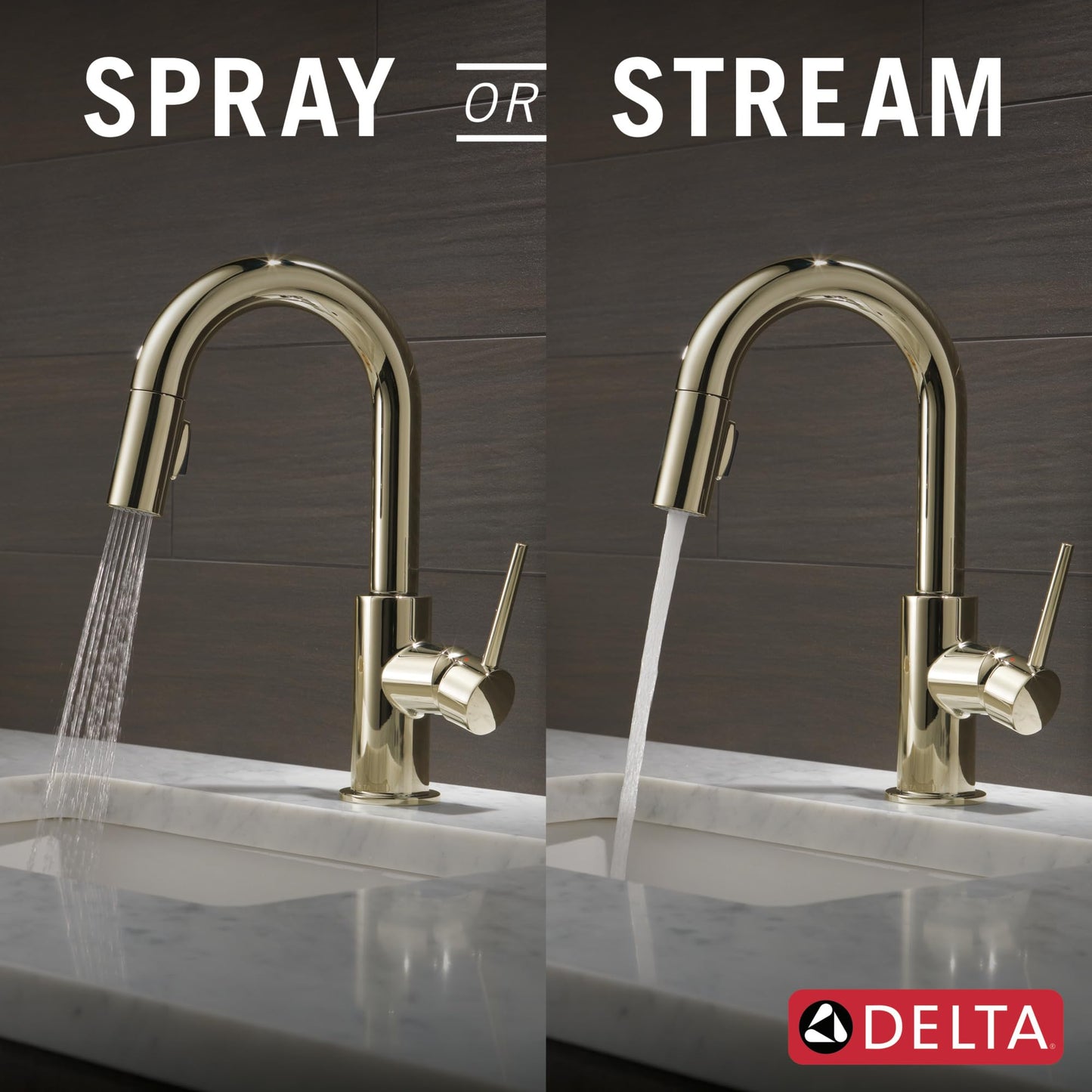 Delta Trinsic Polished Nickel Bar Sink Faucet Single Hole with Pull Down Sprayer, Modern Single Handle Prep Sink and Bar Faucet, Polished Nickel 9959-PN-DST