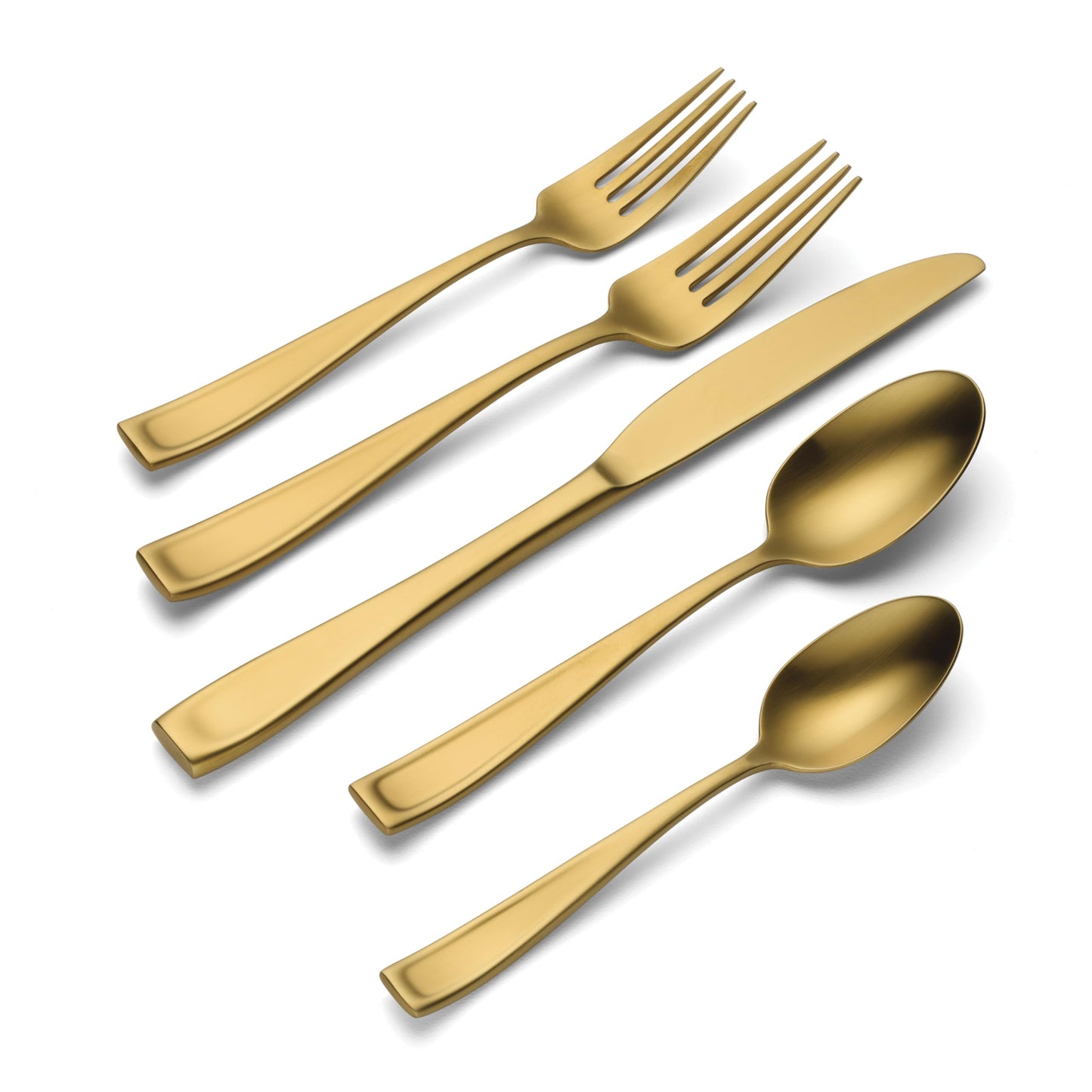 Oneida Silverware Set, Moda Gold Satin 20 Piece Flatware Set, Service For 4, 18/10 Stainless Steel, Dishwasher Safe, Flatware Cutlery Sets, Utensils, Knives Spoons and Forks, Home (Gold, 20 Pieces)