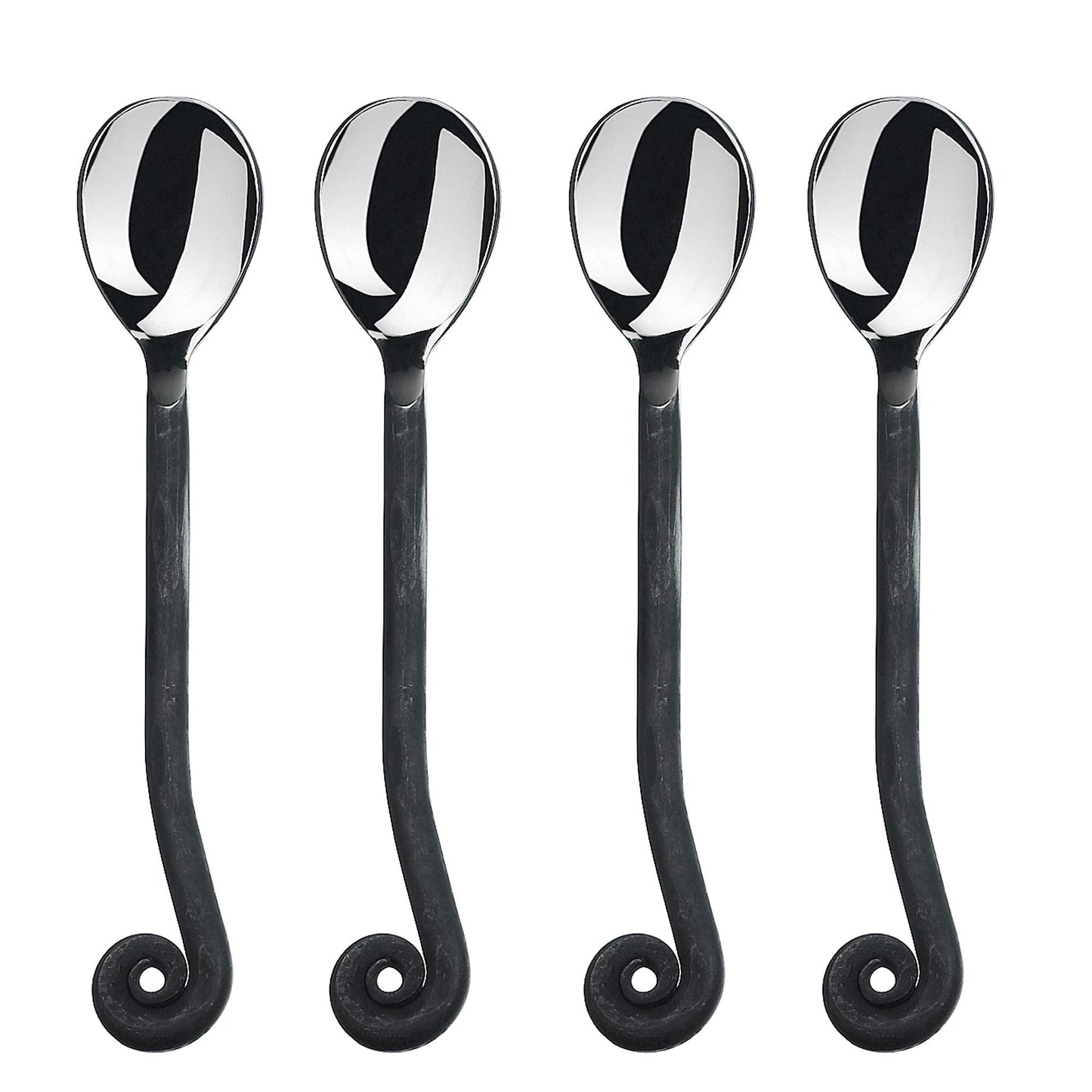 Gourmet Settings - 4-Piece Mini Spoons Set - Treble Clef Collection - Polished/Matte Small Stainless Steel Teaspoons - Demitasse Espresso Cutlery - Dishwasher Safe Flatware (34-900)