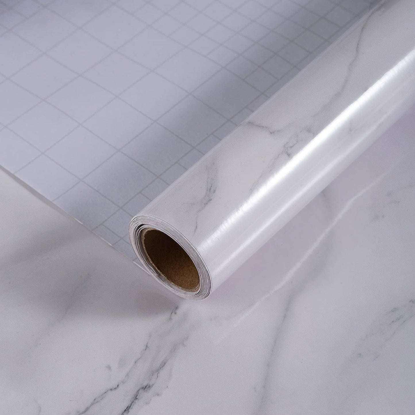 HOLOMEY Marble Contact Paper for Countertops Cabinets Waterproof 31x157 inch Glossy Marble Peel and Stick Wallpaper Self-Adhesive Counter Top Vinyl Wrap Removable Marble Wallpaper for Kitchen Bathroom