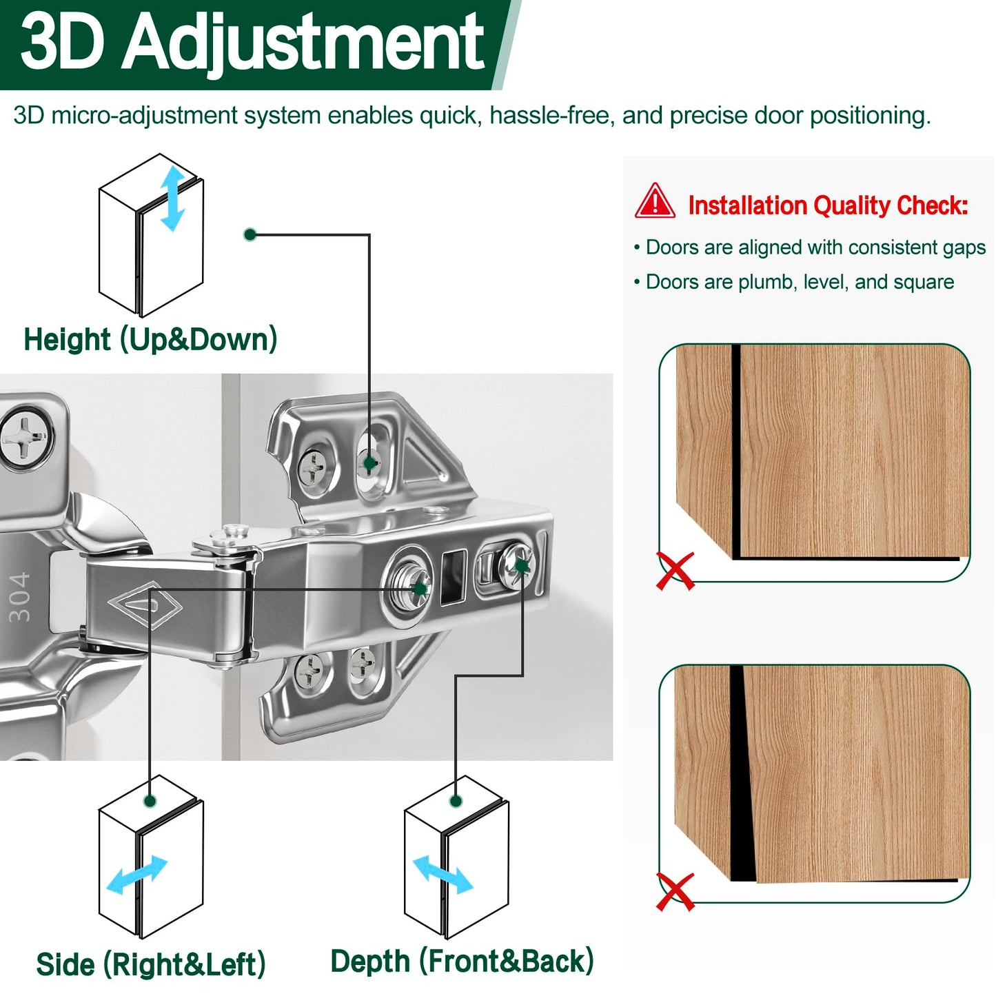 Tottist 5 Pair 10 Packs Full Overlay Kitchen Cabinet Door Hinges, 105° Frameless Concealed Soft Close Adjustable Cabinet Hinges for Older Cabinets, Easy Installation