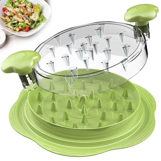 SURETIVIAN Chicken Shredder Tool Twist Large Chicken Breast Shredder with Brush&Fork, Visible Meat Shredder Machine, Anti-Slip Strip, Ergonomic Handle, BPA Free, Suitable for Pork Beef Chicken(Matcha)