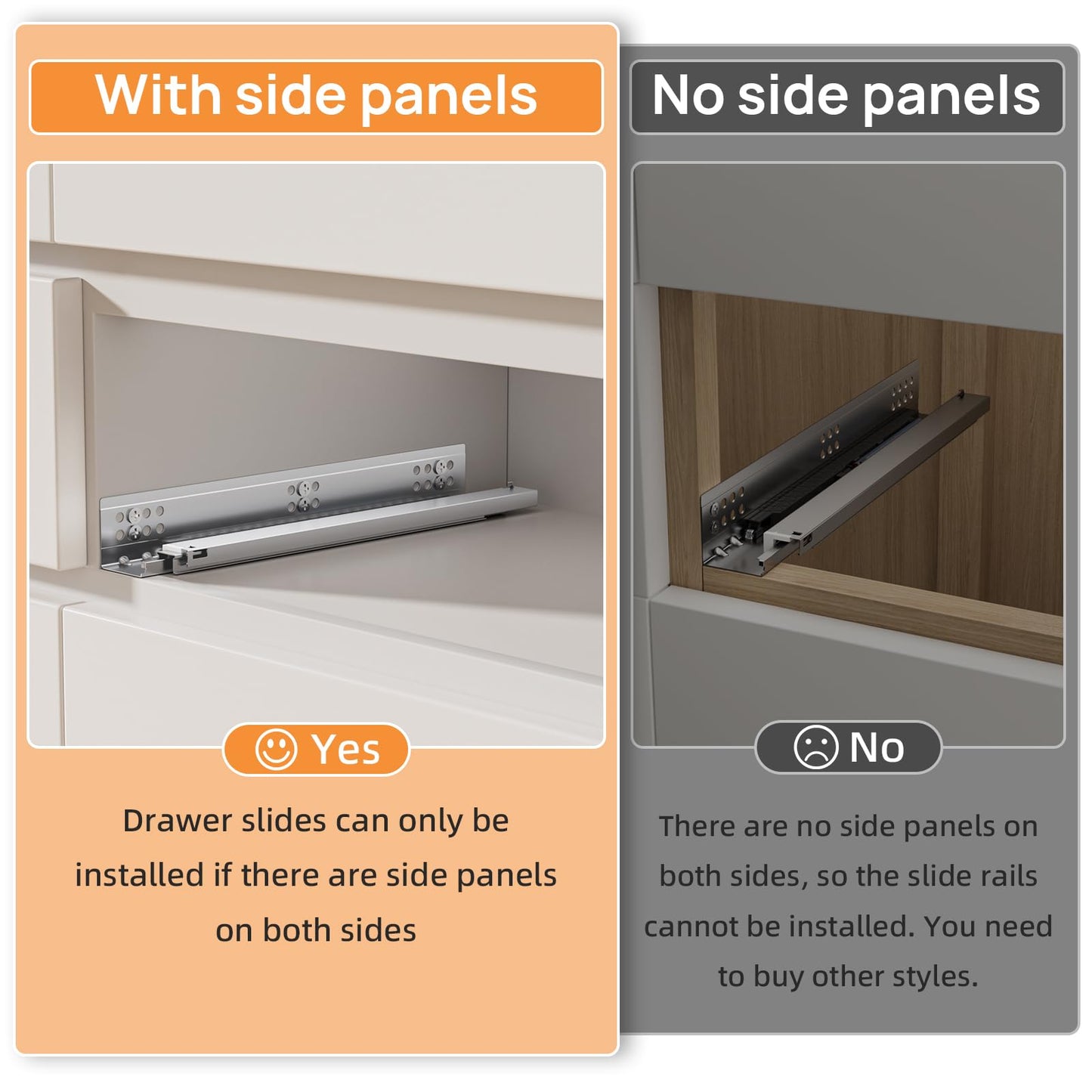 PHWALK 10 Inch Soft Close Undermount (Bottom Mount) Drawer Slides, 1 Pair Heavy Duty Stainless Steel Slides, Full Extension 100lb Capacity for Vanity Cabinets, Home Office Desks (10 Inch)