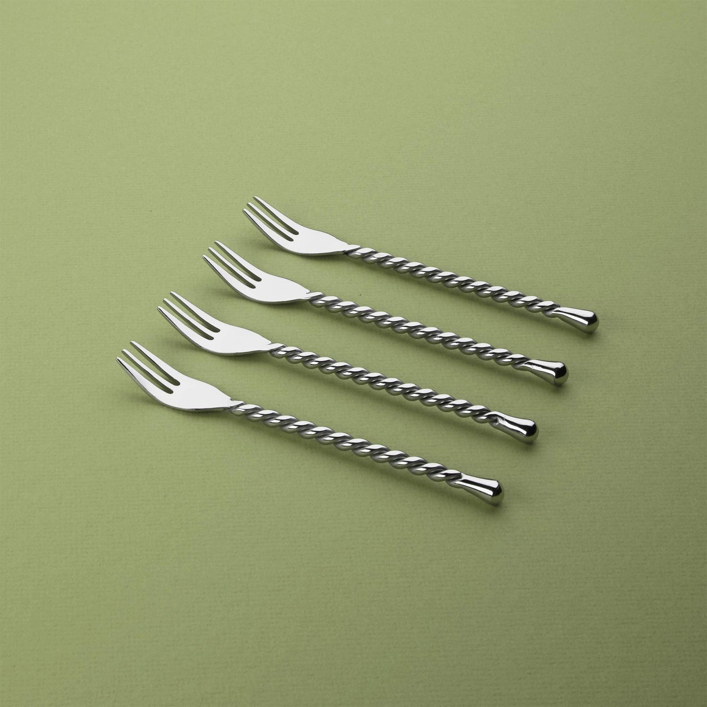 Gourmet Settings - 4-Piece Cocktail Forks Set - Silver Tear Collection - Polished Stainless Steel Silverware - Appetizer/Dessert/Seafood/Fruit - 6 Inch - Dishwasher Safe