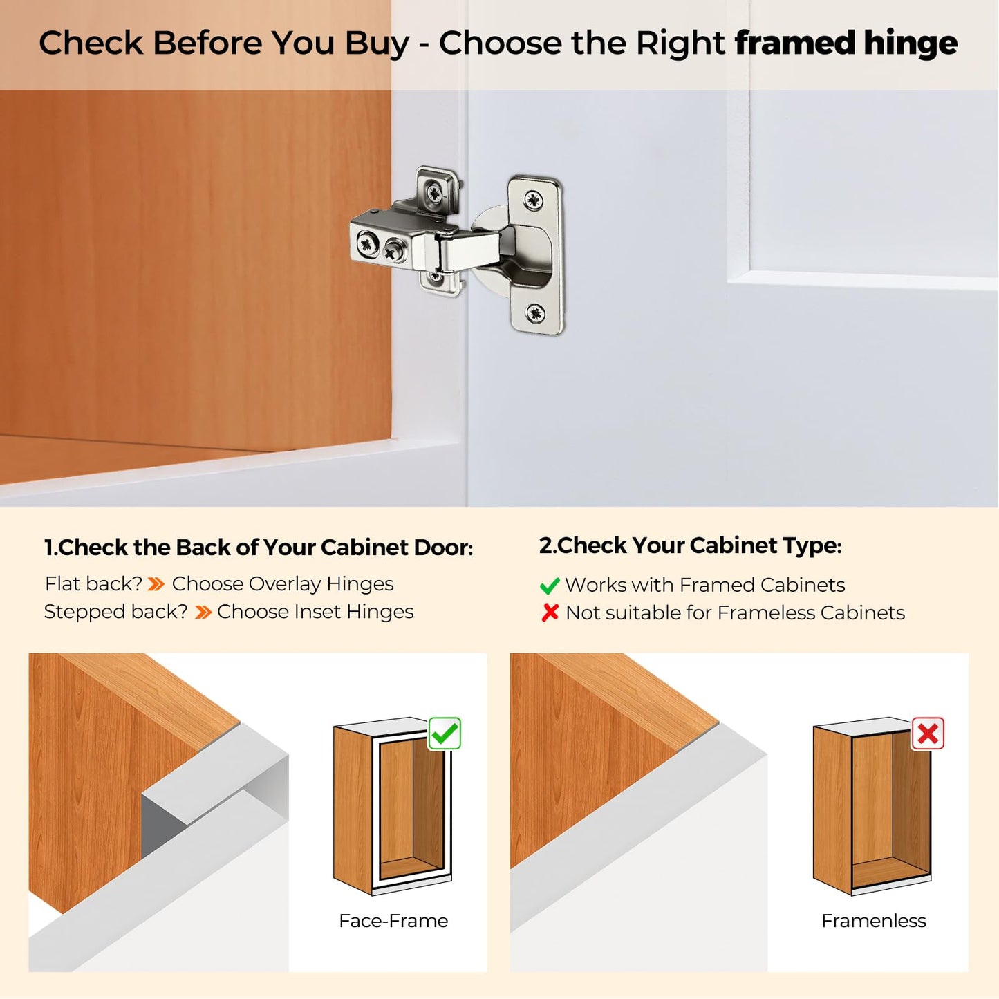 Ravinte 10 Pack 5 Pairs Short Arm Kitchen Cabinet Hinges for 1/2 Inch Overlay Cabinet, Brushed Nickel 105 Degree Opening Angle Hinges, Soft Close Concealed with Mounting Screws for Face Frame Door