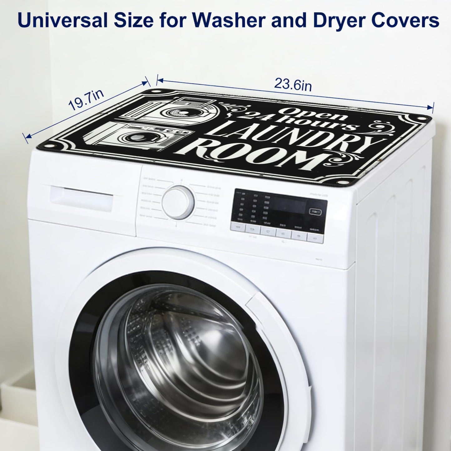 Funny Laundry Washer Dryer Topper, Black Washer and Dryer Covers for The Top, Home Decor, Washing Machine Mat 23.5" x 19.6"