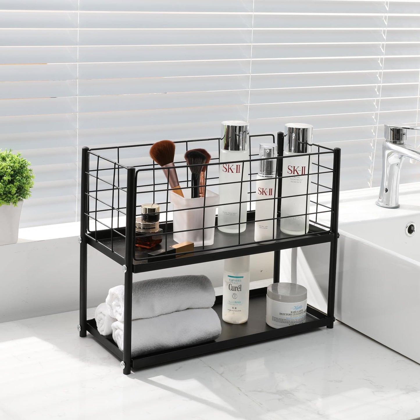 KINGRACK 3-Tier Metal Rolling Cart, Slim Storage Cart, Mobile Shelving Unit Trolley with Wheels, Bathroom Tier,Bathroom Organizer Utility for Laundry Room, Office, Narrow Place, Black