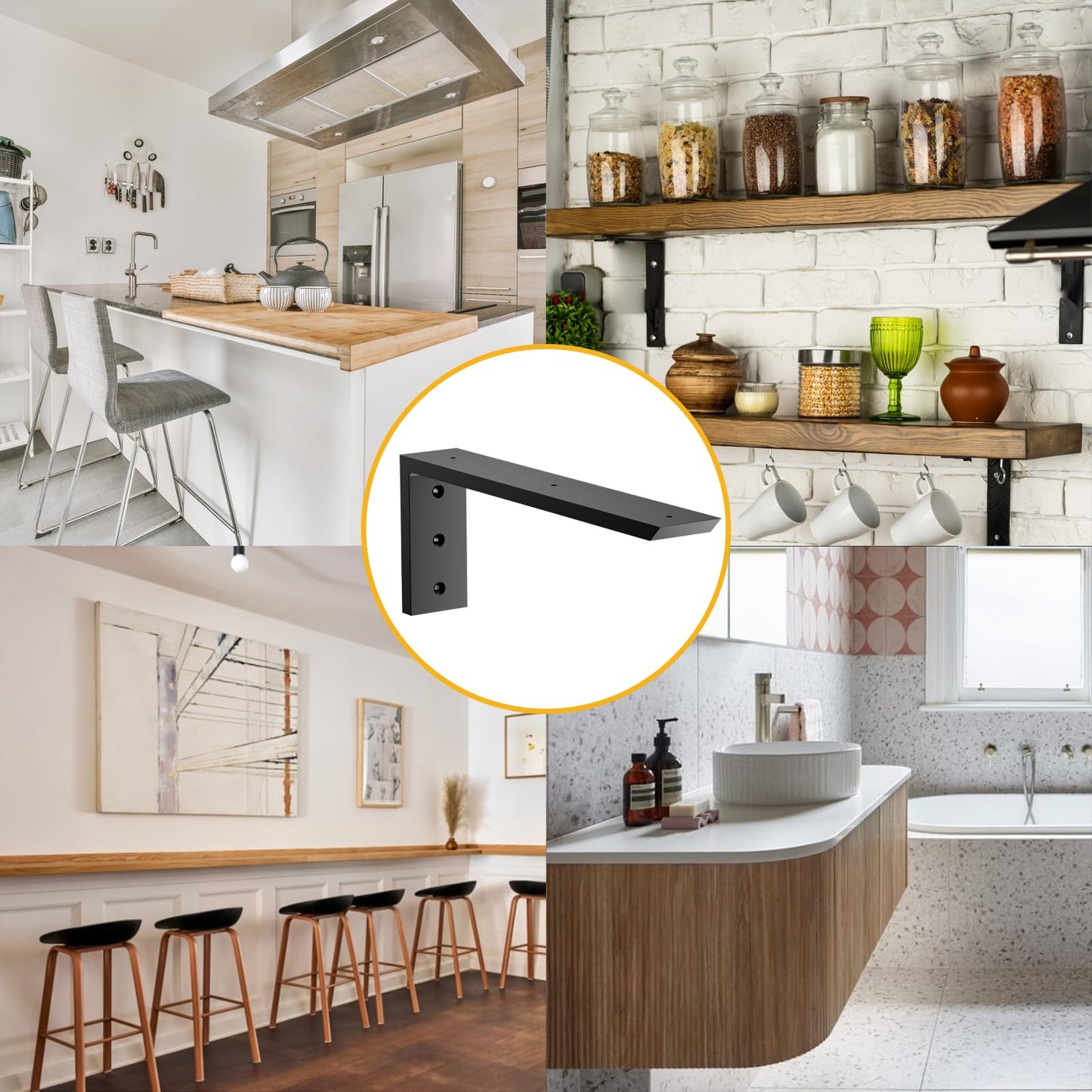 Countertop Support Bracket 18 inch 3 Pack (3/8" Thick),Premium Heavy Duty Granite Countertop Brackets 18"x8"x2.5",Shelf L Bracket Mantel Corbels for Quartz,Wood,Concrete and Laminate Countertops