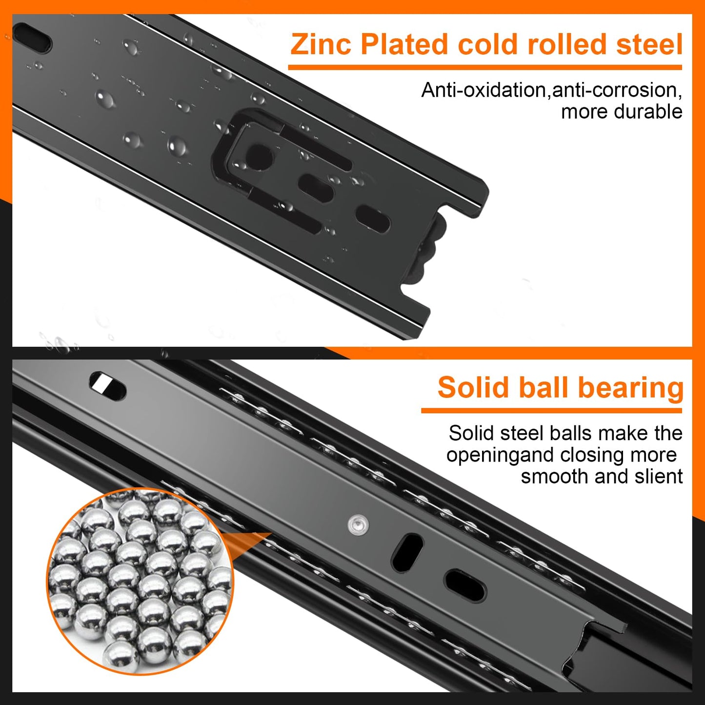 12 inch Drawer Slides 4 Pairs (8pcs) 3 fold Full Extension Side Mount Cabinet Drawer Glides 12" Black Cabinet Rails for Dresser, Cabinet, Kitchen,Trash Can, Wardrobe 100 LB Capacity
