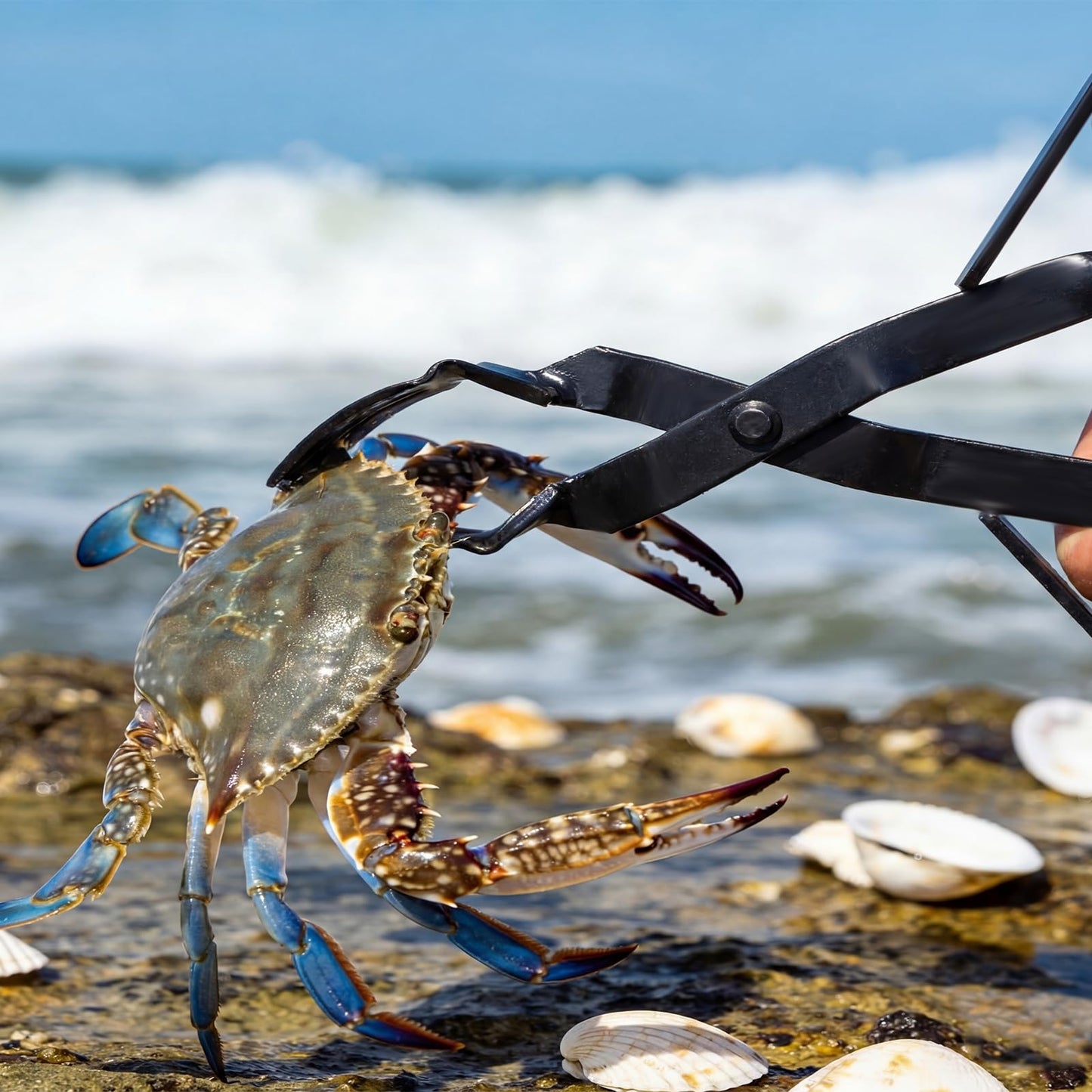 Lanties 2 Pcs Crab Tongs for Live Crabs, 15.24" Heavy Duty Crab Grab Claws for Seafood Handling, Ideal for Crabbing & Seafood Processing, Keeps Your Fingers Safe and out of Harm's Way, Black