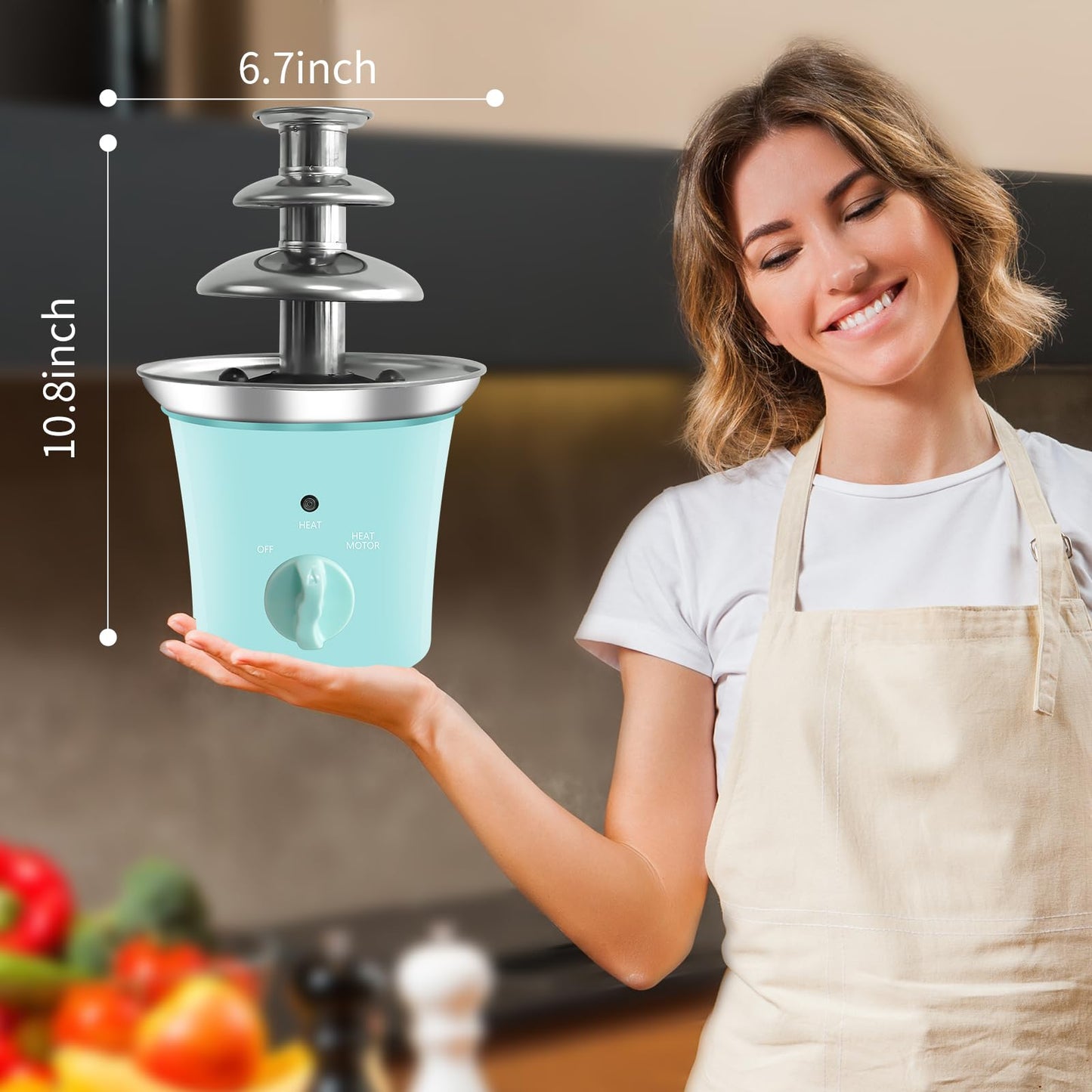 MINI Chocolate Fountain Machine Small Electric Chocolate Fondue Fountain Machine for Party for Candy Butter Cheese (Green)