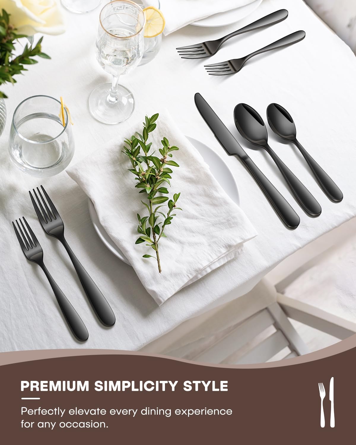 Ollex 30 Pieces Black Silverware Set for 6, Heavy Duty Black Stainless Steel Flatware Set Include Knives Forks Spoons Set Premium Modern Utensil Mirror Polished, dishwasher Safe