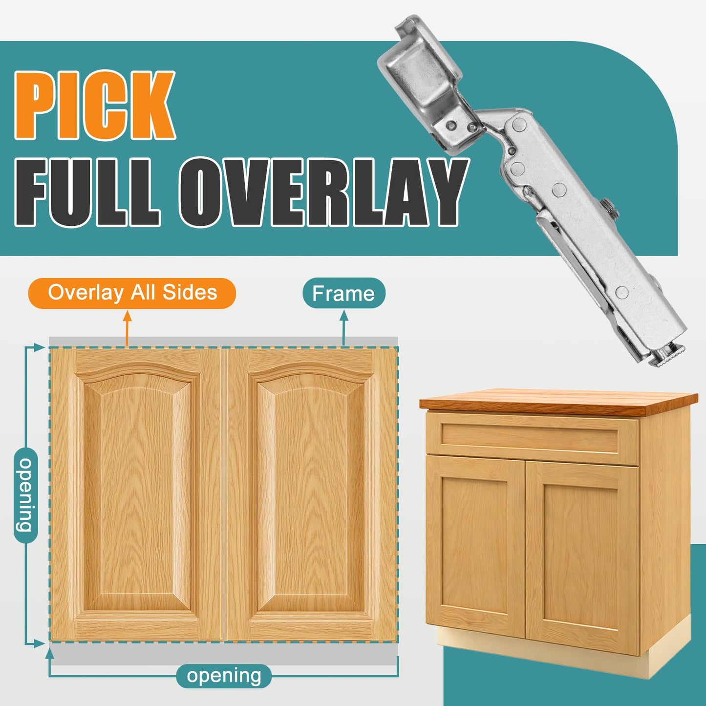 HBL' 50 Pack Soft Close Cabinet Hinges European Kitchen Cabinet Hinges for Frameless Cabinet Door, 35MM Quick Release Cup Hinges, 110° Full Overlay, 3D Adjustable and Slow Close Hinges