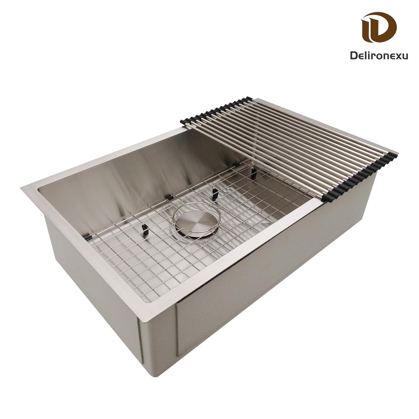 30 Inch Undermount Kitchen Sink - Delironexu 16G Stainless Steel Undermount Sink, 30''x18'' Deep Single Bowl Kitchen Sinks with 4 Accessories