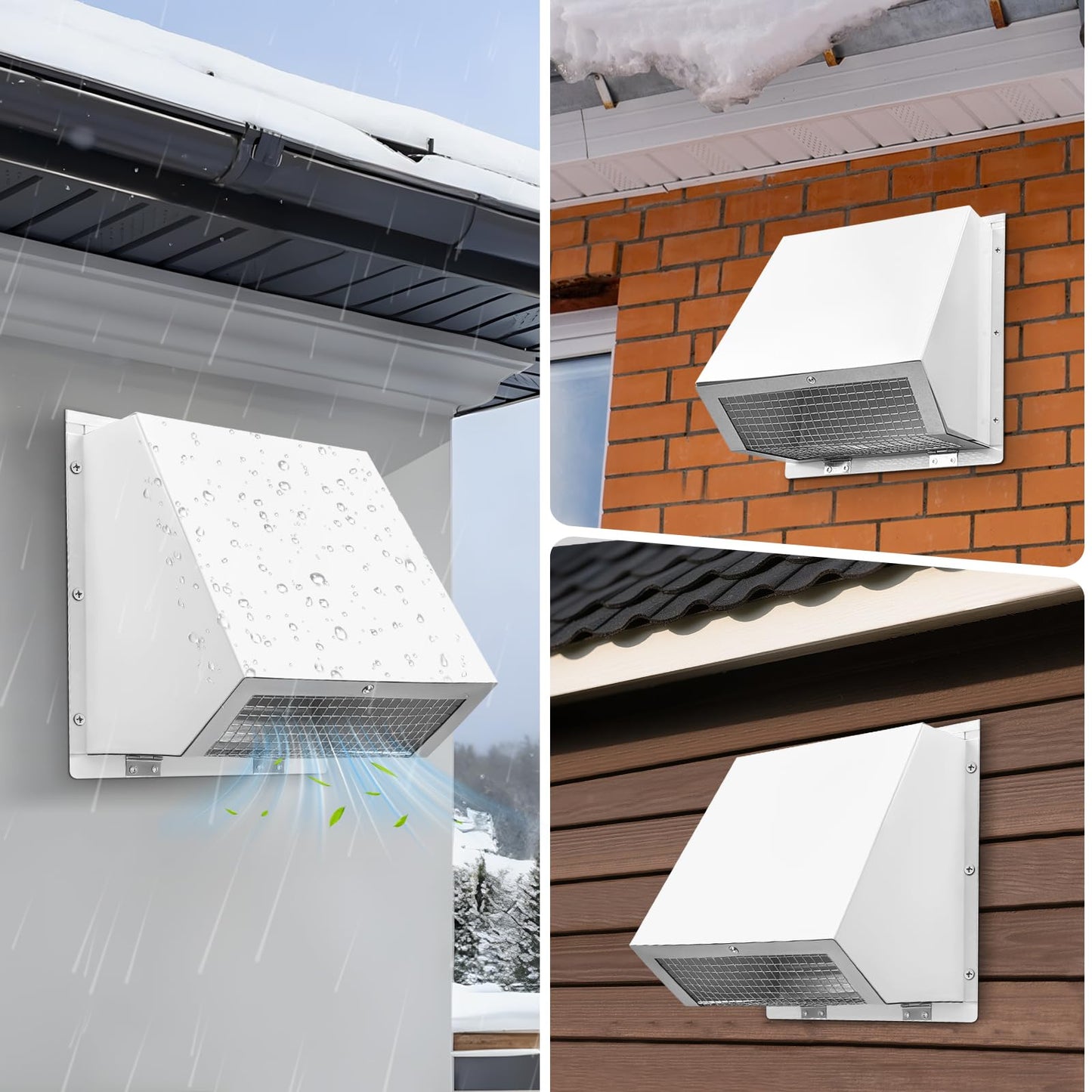 6 Inch Microwave Vent Cover Outdoor Hooded Wall Vent Range Hood Wall Exhaust Vent Cover for Kitchen, Garage, Fits 6’’ Round Duct