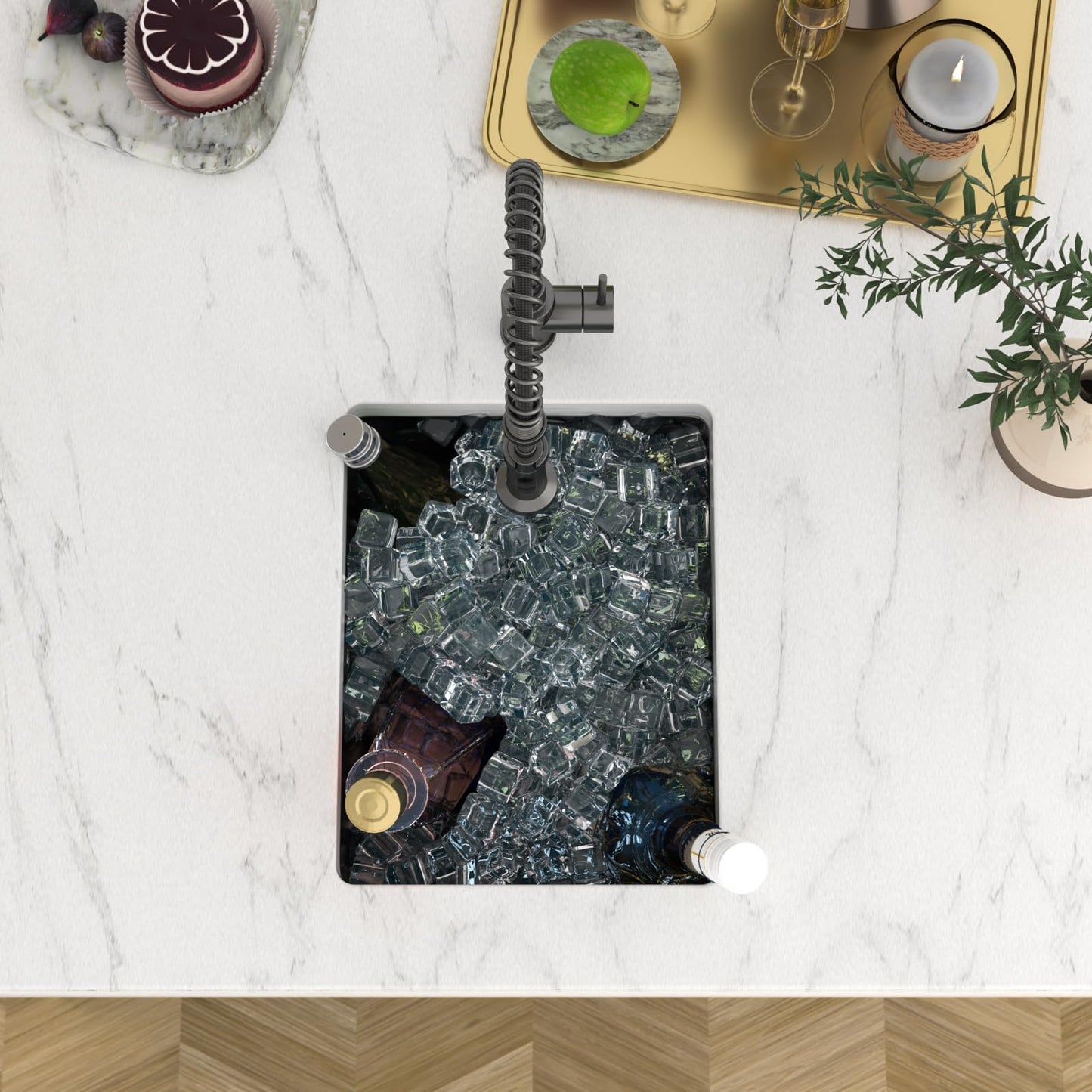 Zeayoun 12 Inch Gunmetal Black Undermount Bar Sink 12 x 15 Kitchen Sink 304 Stainless Steel Single Bowl Under Counter Sink with Nano Coating, 12x15x9