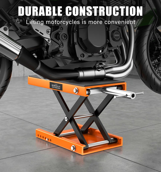 HUGOASIS 500KG Heavy Duty Motorcycle Scissor Lift, 150% Capacity 85mm-350mm Lift Range, Portable Maintenance Lift Table for Motorcycle, ATV, Scooter, Dirt Bike, with Optional Accessories