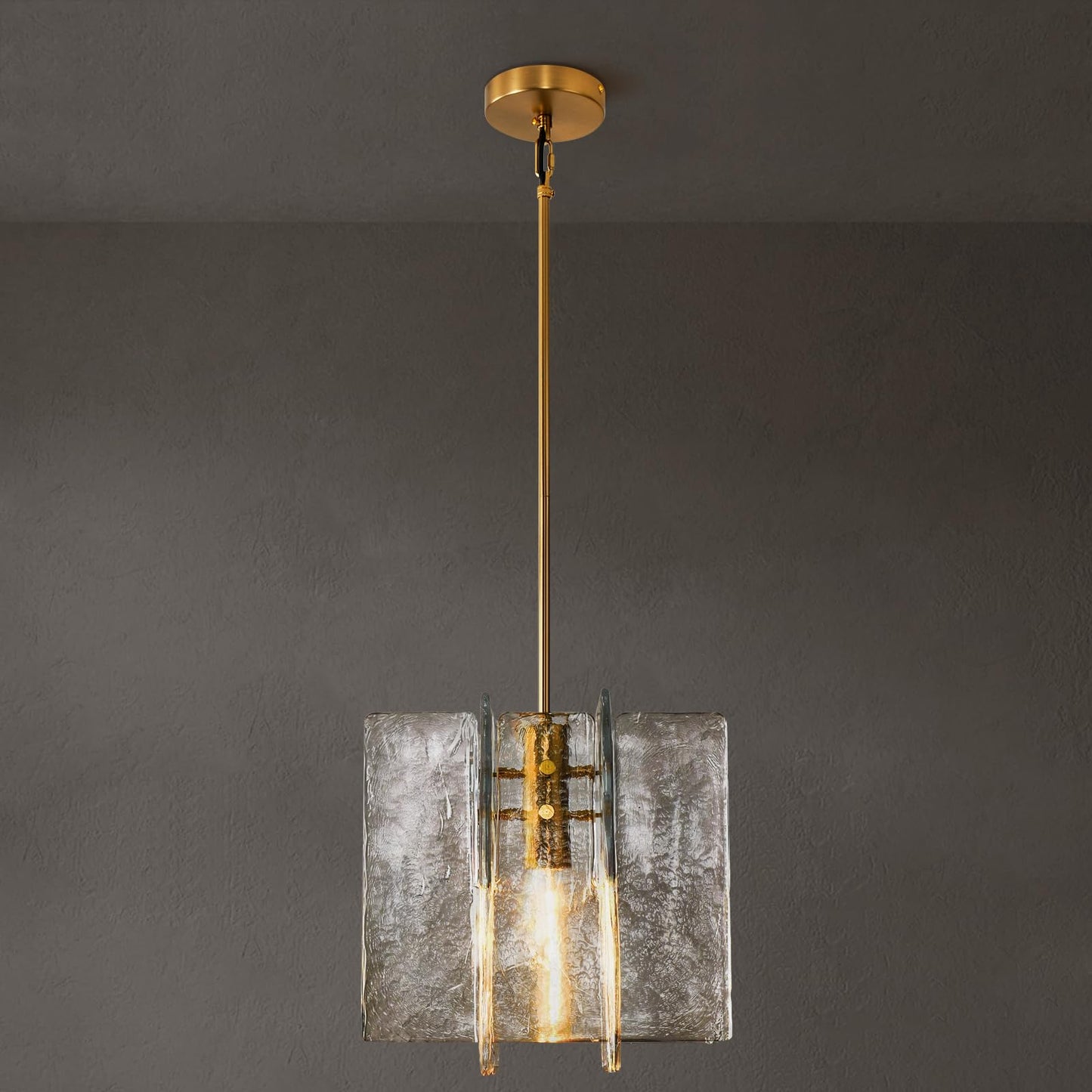 SYBDZSWJ Modern Large 12 in Brass Water Ripple Glass Kitchen Island Pendant Light Fixtures, Glass Island Pendant Lights, for Bedroom, Foyer, Entryway, and Dining Room, Bulbs Included