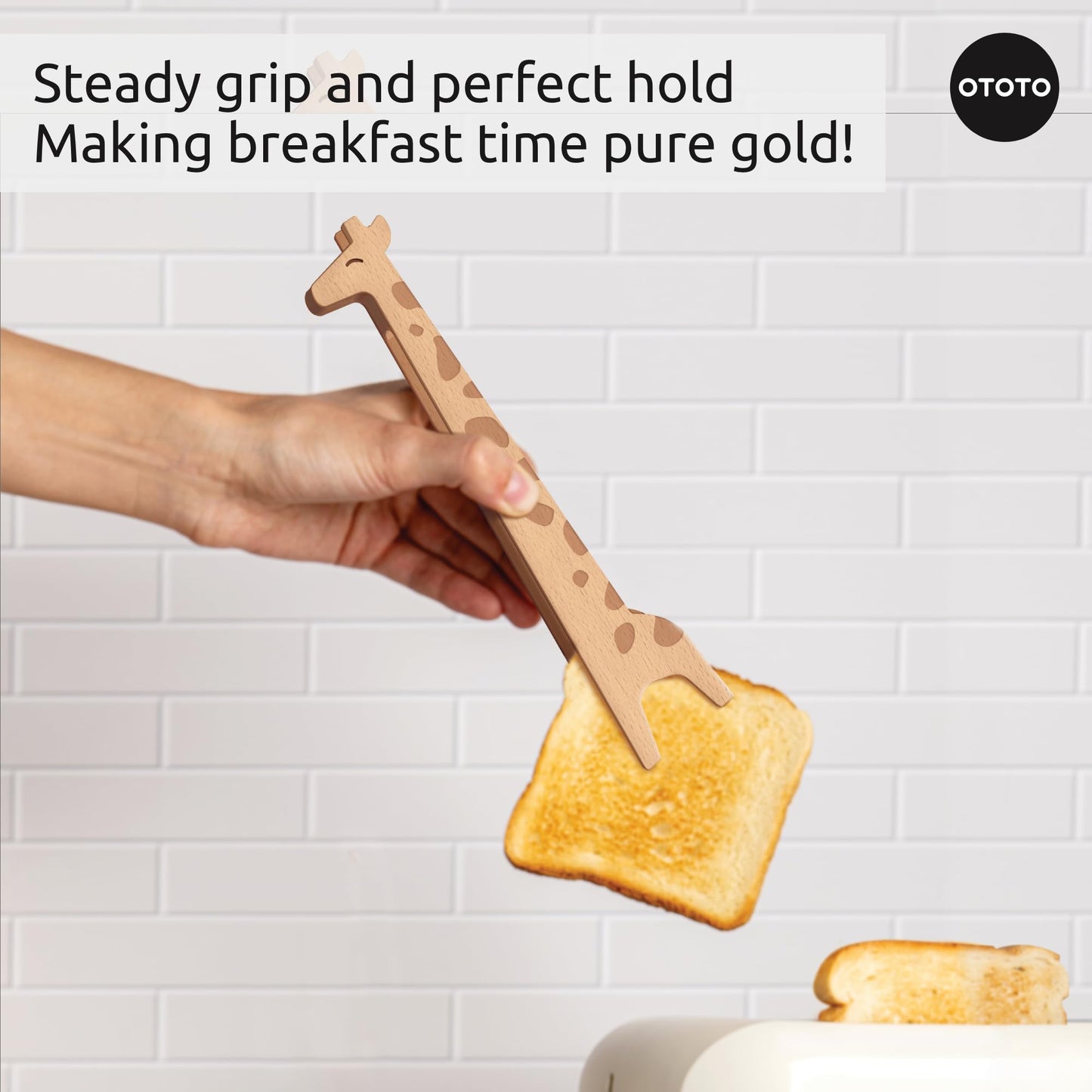 Bundle of 2! OTOTO Jerry the Giraffe Toaster Tongs + OTOTO Red the Crab Silicone Utensil Rest