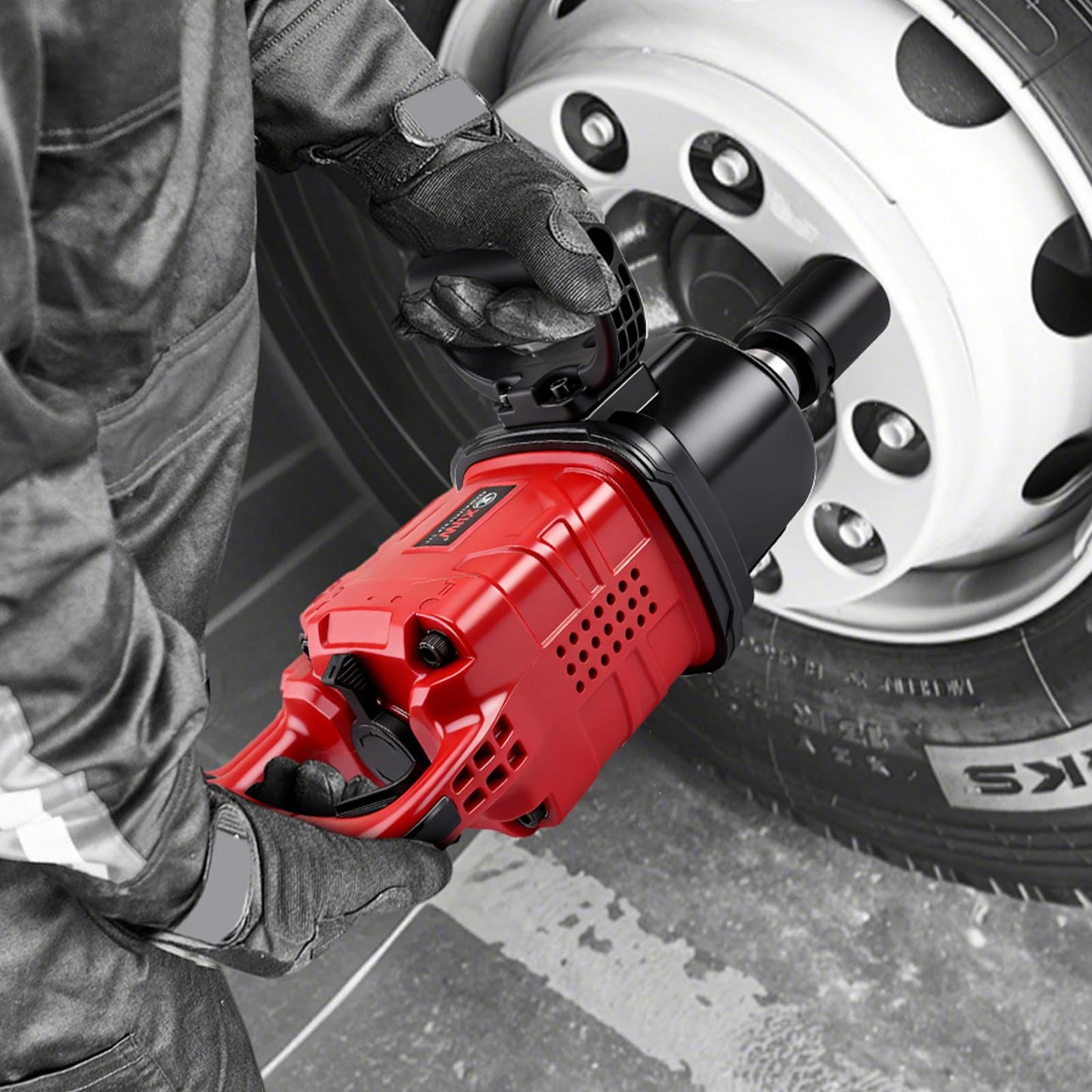 XIIW 1 Inch Air Impact Wrench, Up to 4000 ft-lbs High Reverse Torque, 27.6lbs Lightweight 1'' Pneumatic Impact Gun w/ 2 D Handles 3800RPM for Heavy Duty Repairs