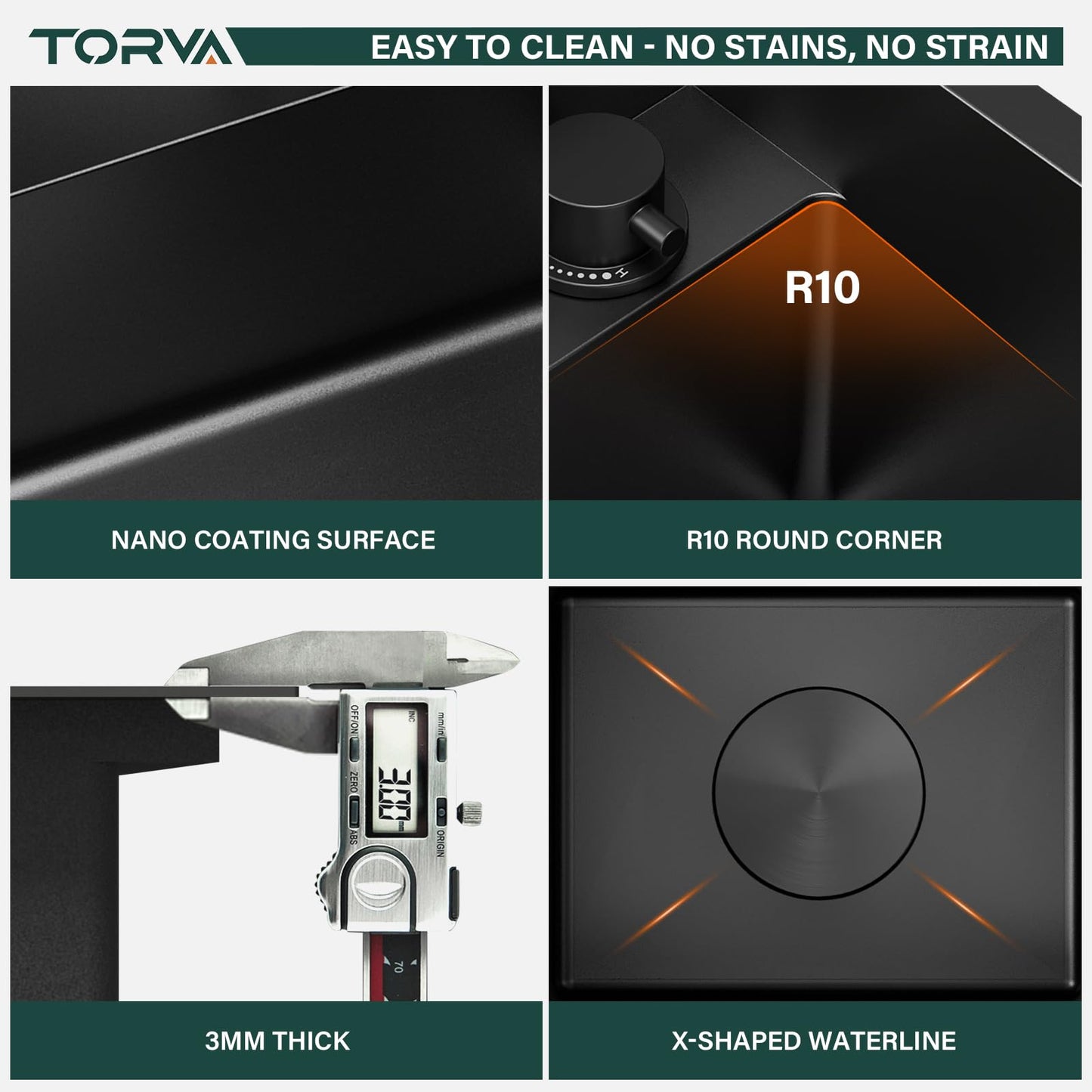TORVA RV Kitchen Sink, 15 x 18 x 9 Inch Undermount Bar Sink 16 Gauge Stainless Steel Single Bowl Workstation Sink with Faucet Cutting Board, Dark Grey