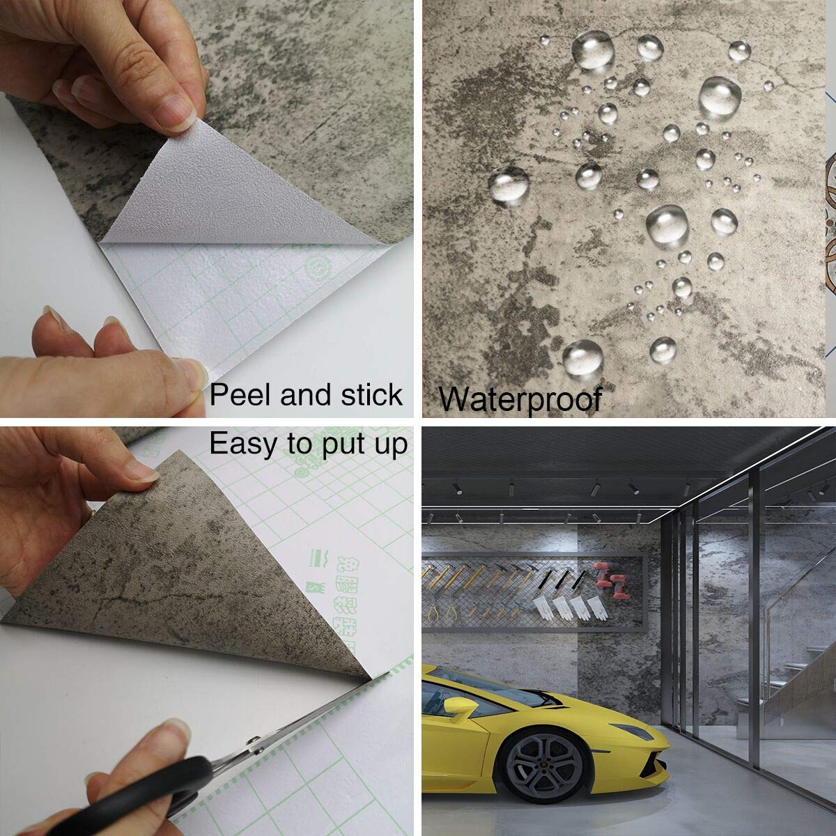 TOTIO Concrete Contact Paper for Cabinets Industrial Wallpaper Grey Cement Self Adhesive Countertop Peel Stick 16"x197" Matte 3D Textured Removable Vinyl Decorative Paper [Thicken] Desk Stickers