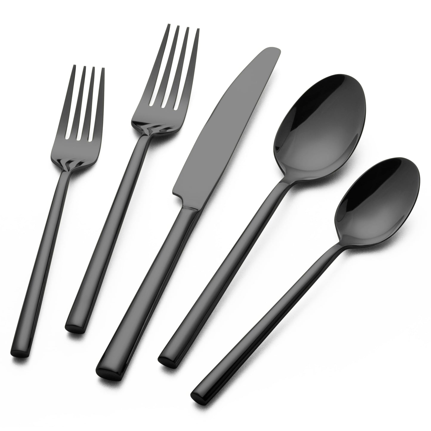 Alata Potter Black 20-Piece Forged Silverware Set with Utensil-Serving Set, Service for 4, Stainless Steel Flatware Set, Modern Design with Mirror Finish, Ideal for Home, Kitchen, Party, Camping