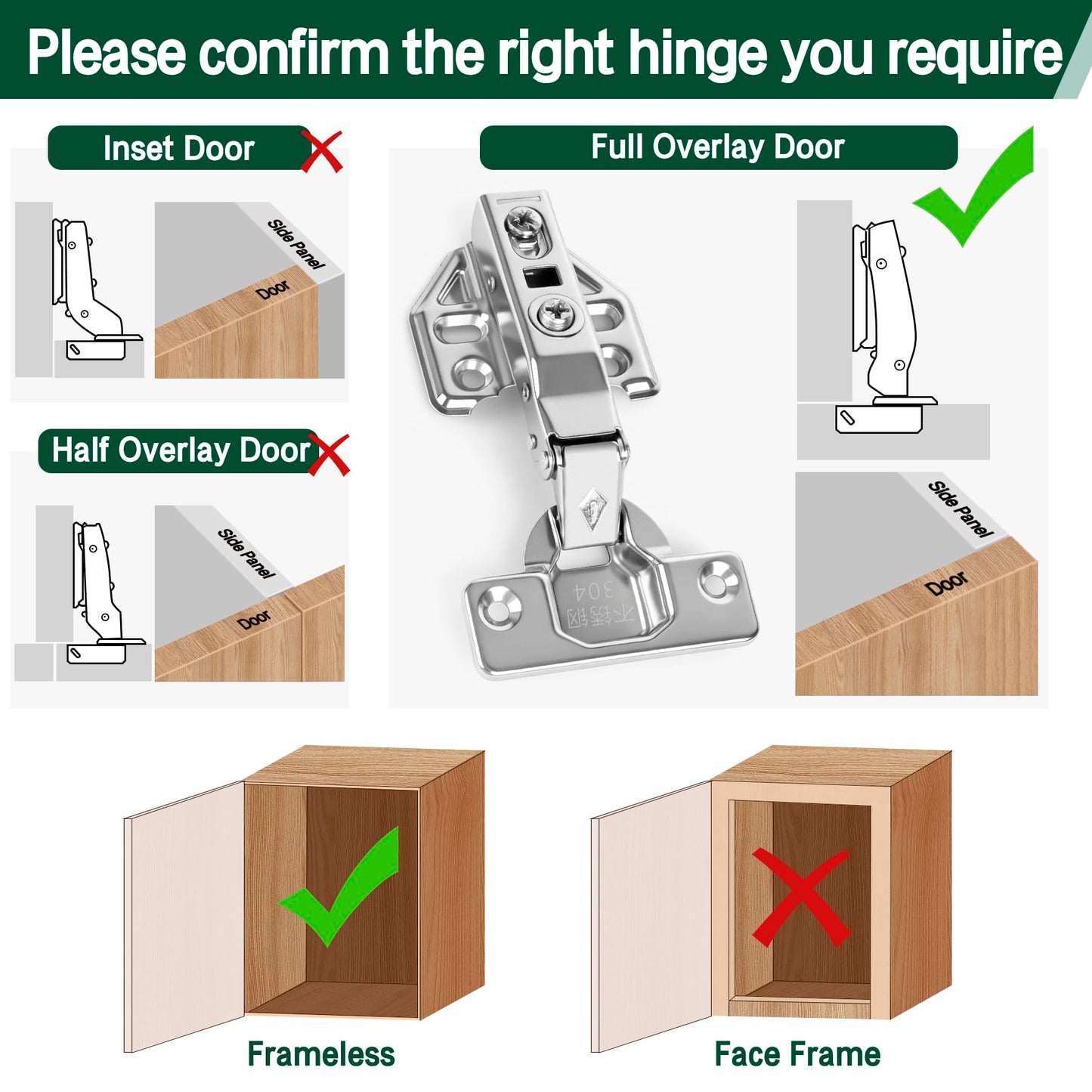 Tottist 5 Pair 10 Packs Full Overlay Kitchen Cabinet Door Hinges, 105° Frameless Concealed Soft Close Adjustable Cabinet Hinges for Older Cabinets, Easy Installation
