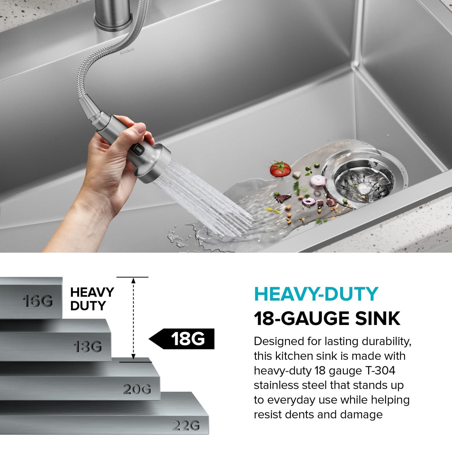 KRAUS Fairlane 33-inch Drop In/Top Mount Double Bowl 18-Gauge Stainless Steel Kitchen Sink, KHT632-33