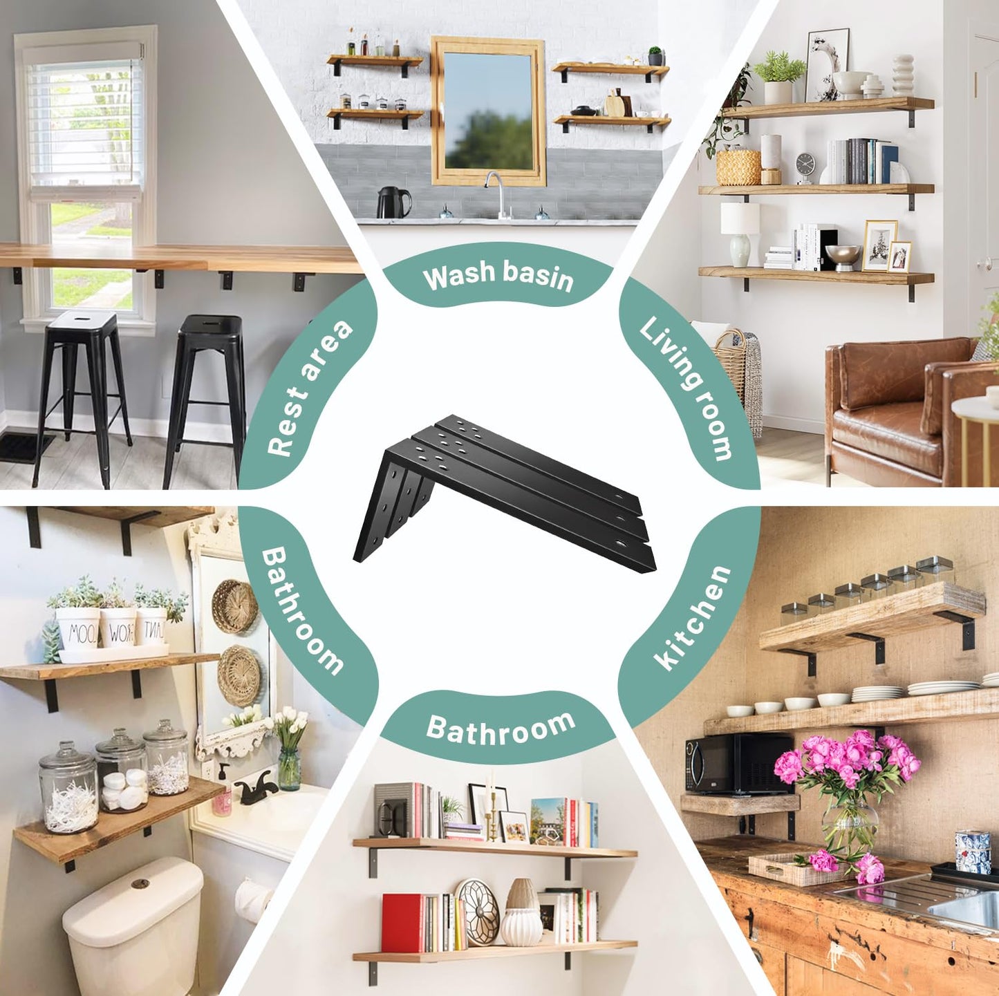 Countertop Support Brackets 4 Pack L Bracket Countertop Brackets 12" x 6" x 2.5" Heavy Duty 3/8" Thick Shelf Brackets Metal Corbels L Shape Bracket for Wood Shelf/Quartz/Granite/Concret Countertops