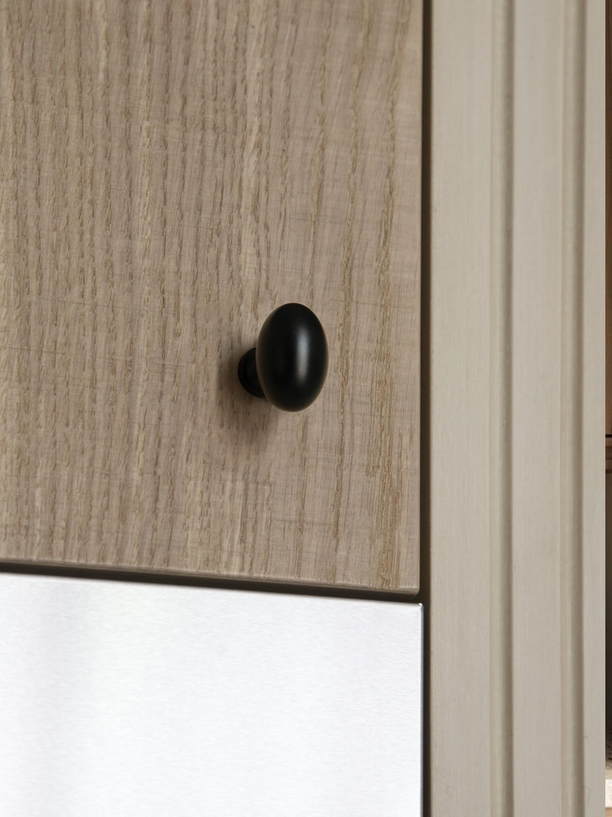 BEILEIOU Oval Matt Black Cabinet Knobs, Zinc Alloy for Drawer Knobs for Dresser Cupboard Wardrobe (5, Matt Black, Egg knob)