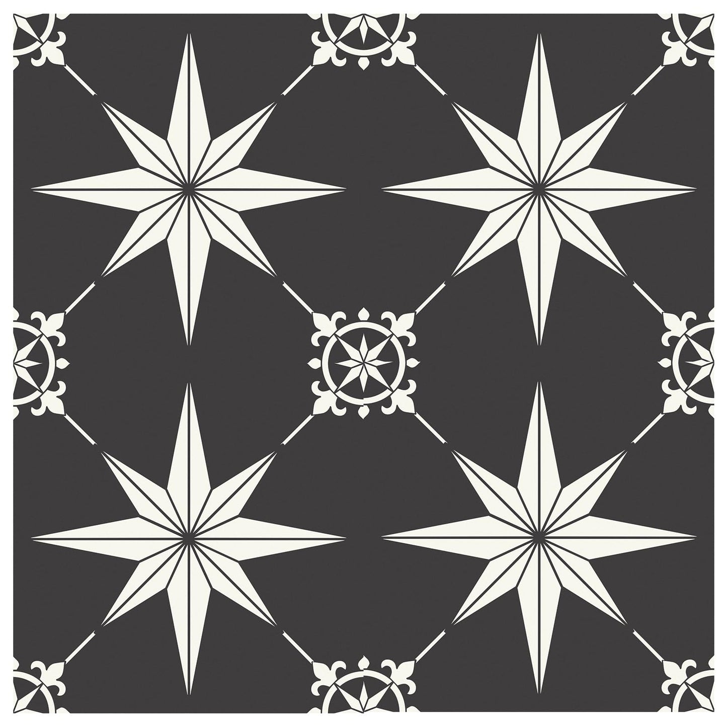 MORCART Peel and Stick Floor Tile - 40 PCS, 7.87" x 7.87" Vinyl Flooring - Waterproof Self-Adhesive Tile Sticker for Bathroom, Kitchen, Living Room, Bedroom - Black and White/Retro Floral Look