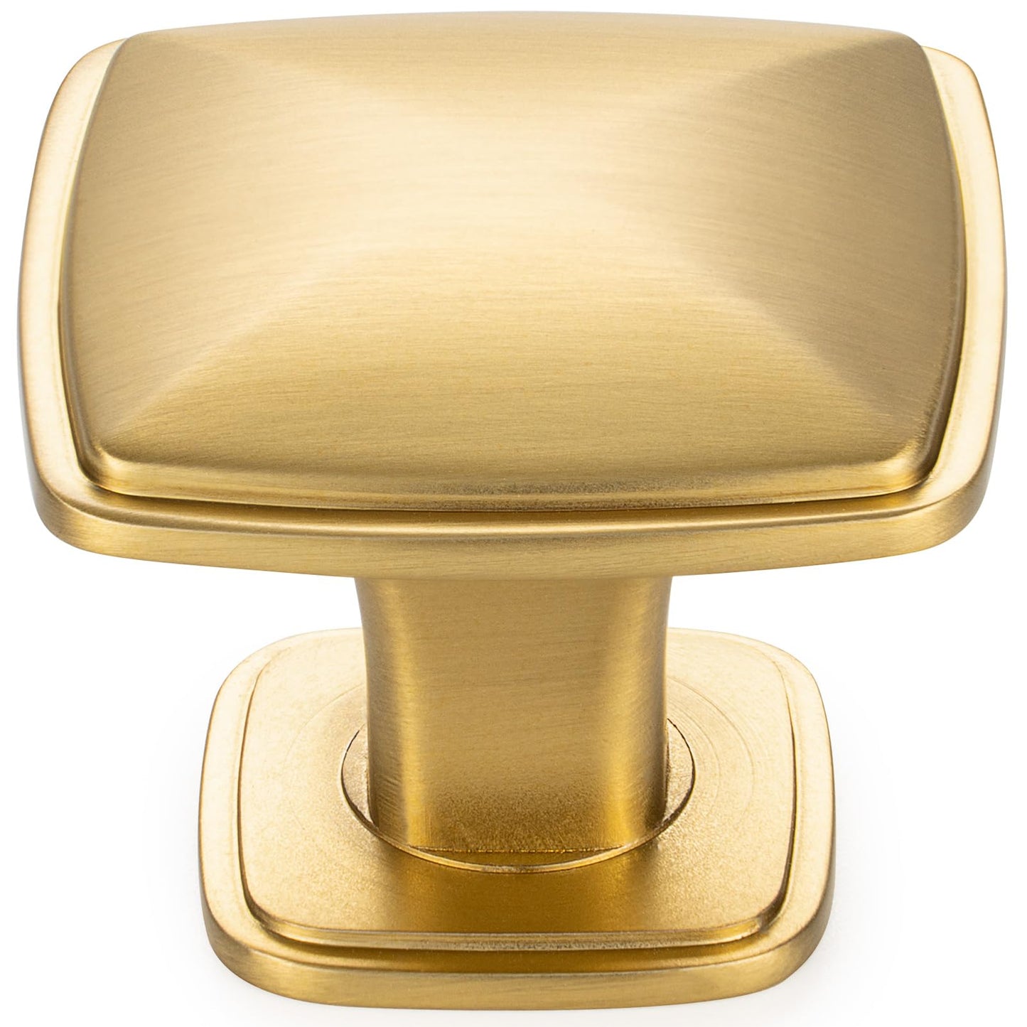 KOOFIZO 10 Pack Brushed Gold Cabinet Knobs Gold Drawer Knobs K02 Square Single Hole Cabinet Pulls for Cabinets Drawer Dresser Cupboard Bedroom Closet Bathroom Vanity