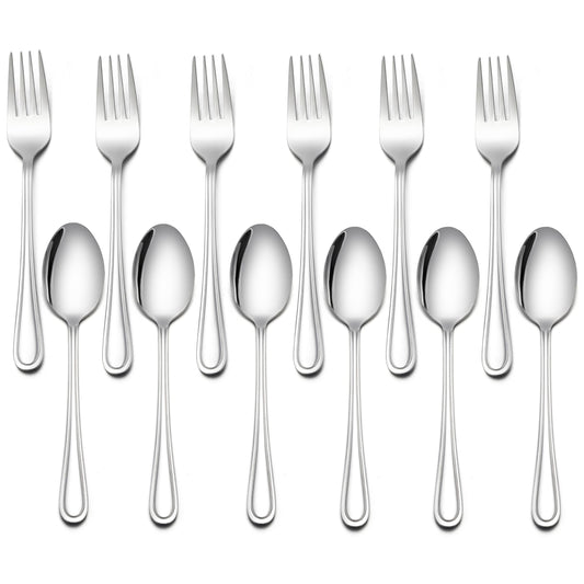 LIANYU 12-Piece Toddler Utensils, Stainless Steel Kids Silverware Set, 6 Kids Spoons and 6 Toddler Forks, Children Child Flatware Cutlery Set for Home Preschools, Dishwasher Safe