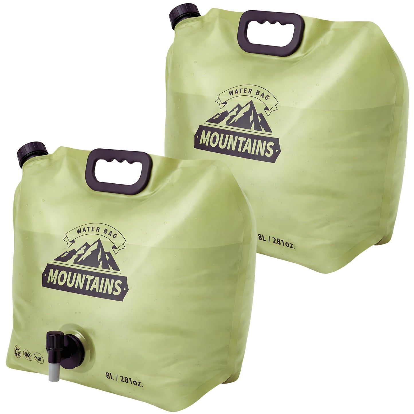 CoreMuse Camping Water Container 2 Gallon Collapsible Water Jug with Spout - Reusable Plastic Flasks, Foldable Empty Gallon Jug for Water Storage, Water Bag for Outdoor Hiking Emergency Prep (2 Pack)