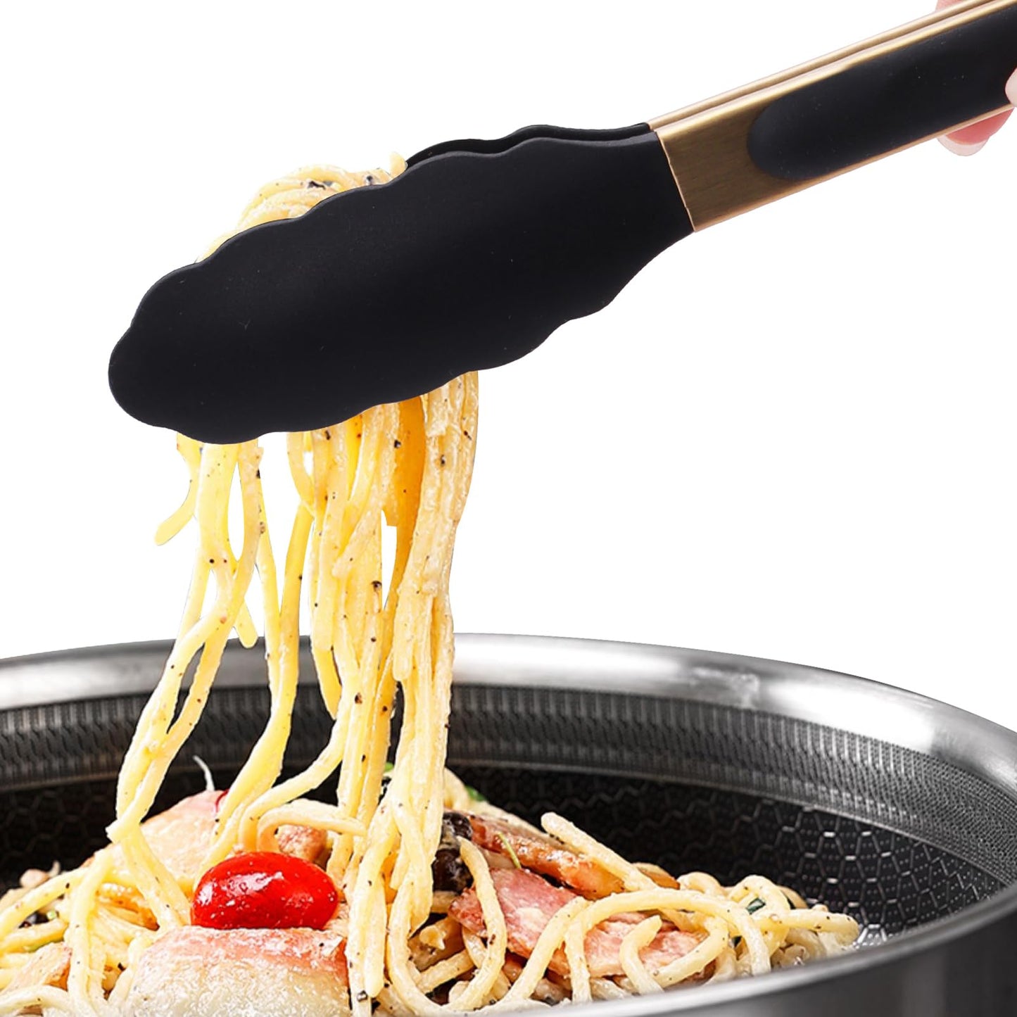 Mafier Stainless Steel Classic Kitchen Serving Food Party Gold Tongs 9" and 12" Cooking Tong with BPA Free Silicone Tips, Dishwasher Safe Serving Tools(set of 2)