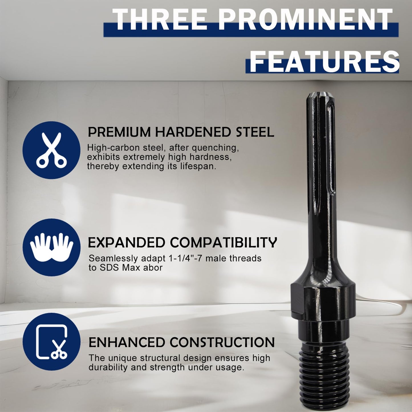 DaduoRi 10 Inch Wet Core Drill Bit & SDS Max Shank Drill Adapter - 10" Diameter Core Bits for Concrete, 14" Drilling Depth, 1-1/4"-7 Thread Diamond Core Bit for Cured Concrete, Masonry, Brick