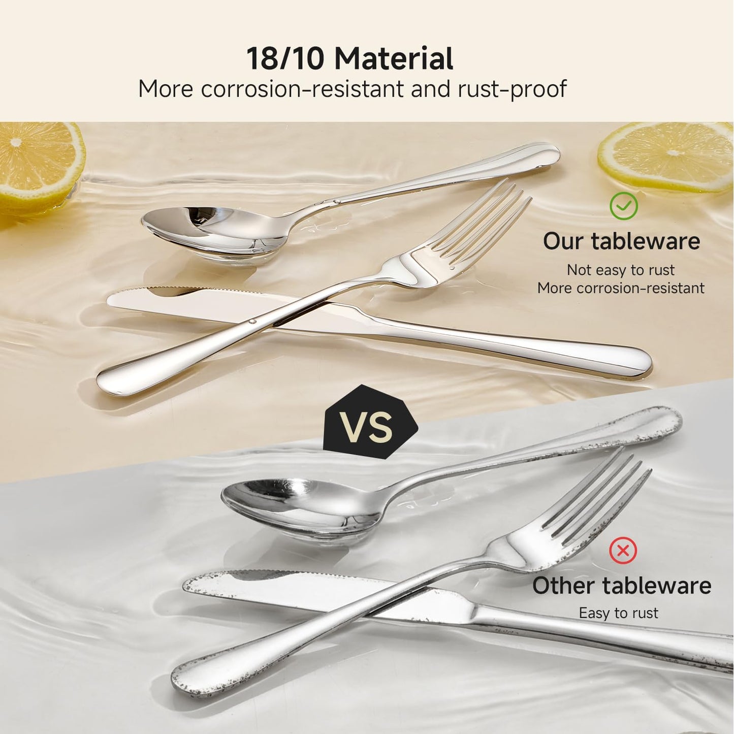 40-Piece Silverware Set for 8, Premium 18/10 Stainless Steel Flatware, Quality Heavy Duty Cutlery Utensils, Mirror Polished Dishwasher Safe Silverware for Home Wedding Housewarming Gift - HIKAA