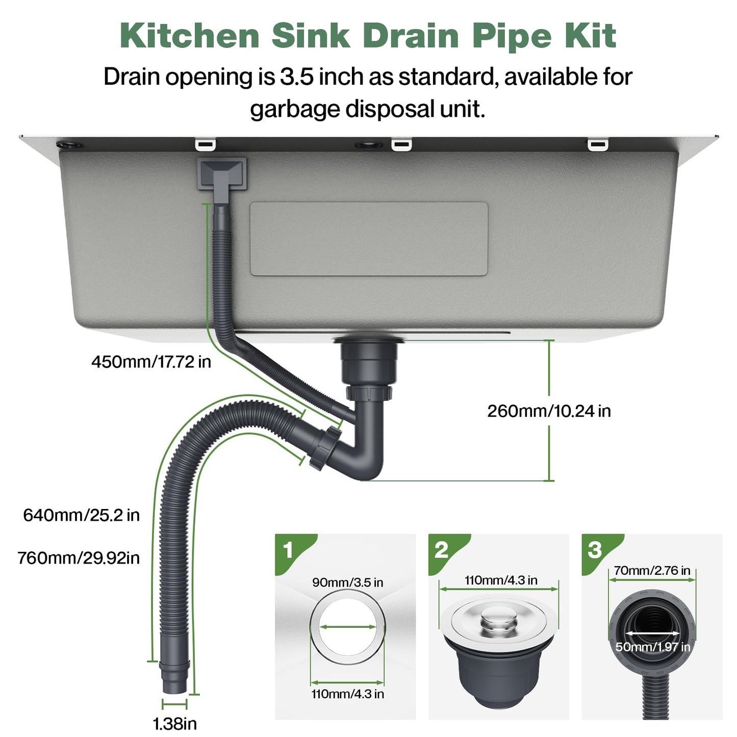 Vivrhintty 33x22 Inch Topmount or Drop In Kitchen Sink Worktation 16 Gauge Stainless Steel Single Bowl Kitchen Sink with Drainpipe, Silver