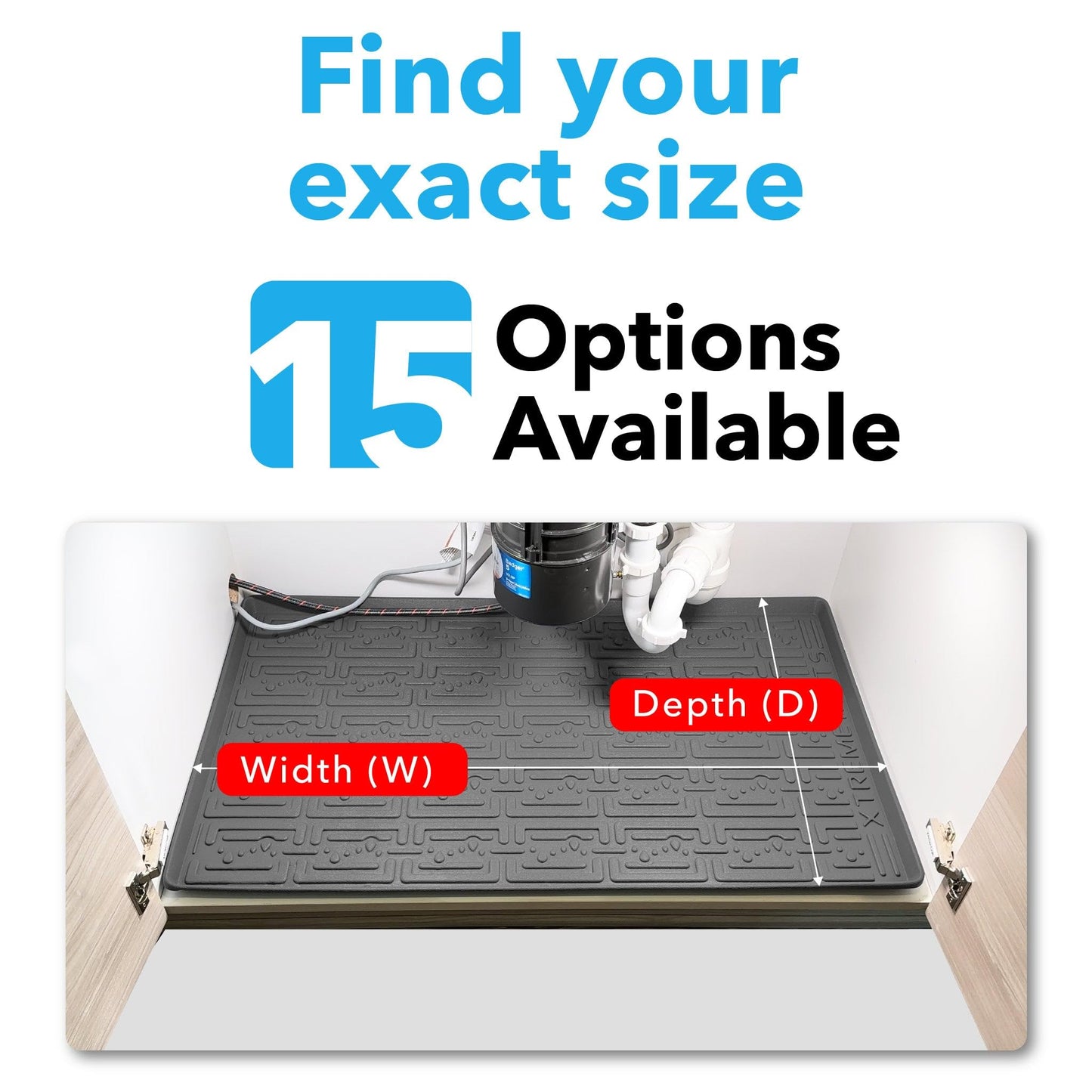 XTREME MATS Waterproof Undersink Mat (Grey 28" 1/4 x 22 1/4) Cabinet Base Liner for Kitchen & Laundry Cabinets Catches Leaks Prevents Damage Flexible Sink Driptray