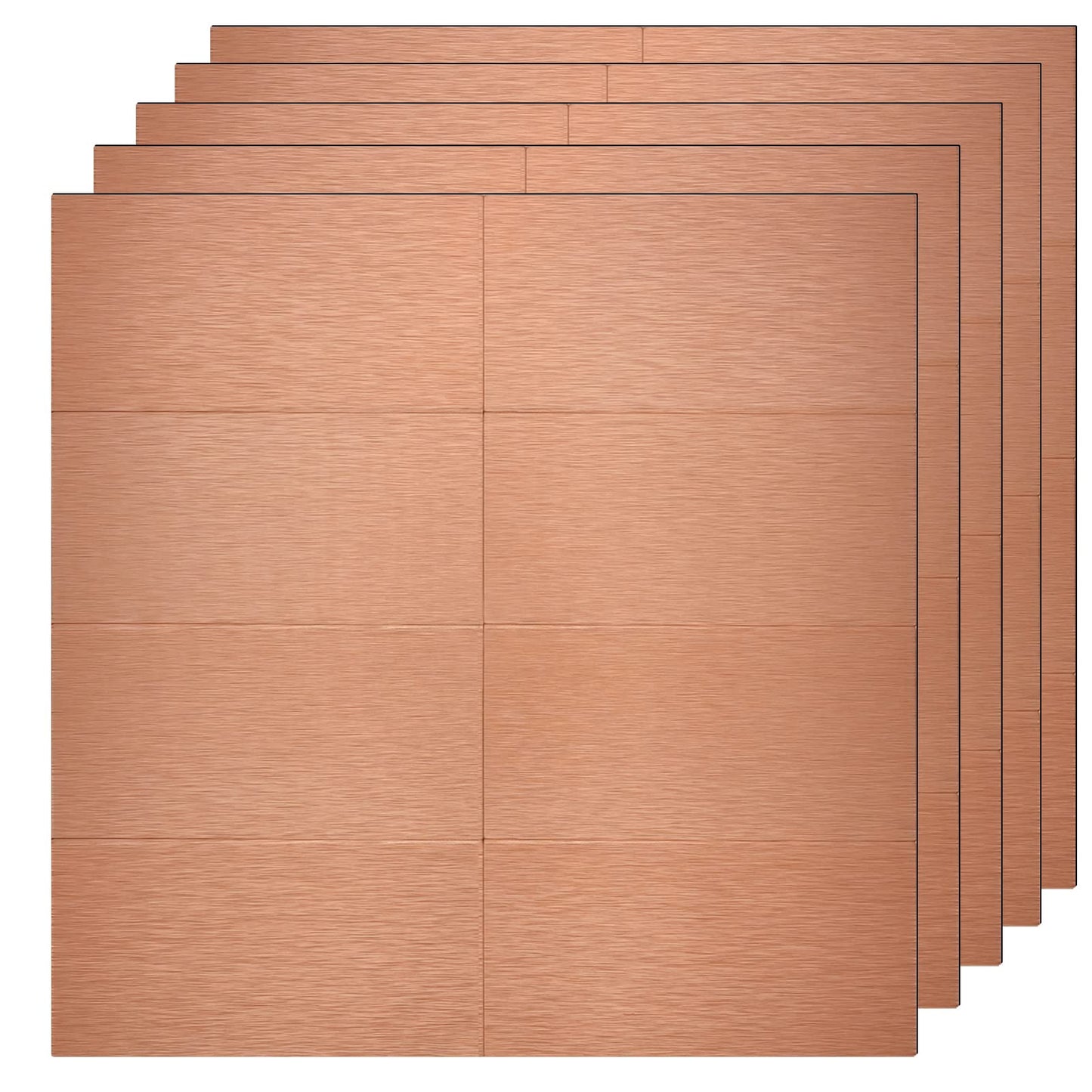 Crystiles Aluminum Peel and Stick Backsplash Tile Panels - 3"x6" Brushed Copper Kitchen Wall Decor, 40-Pack (Copper Color)