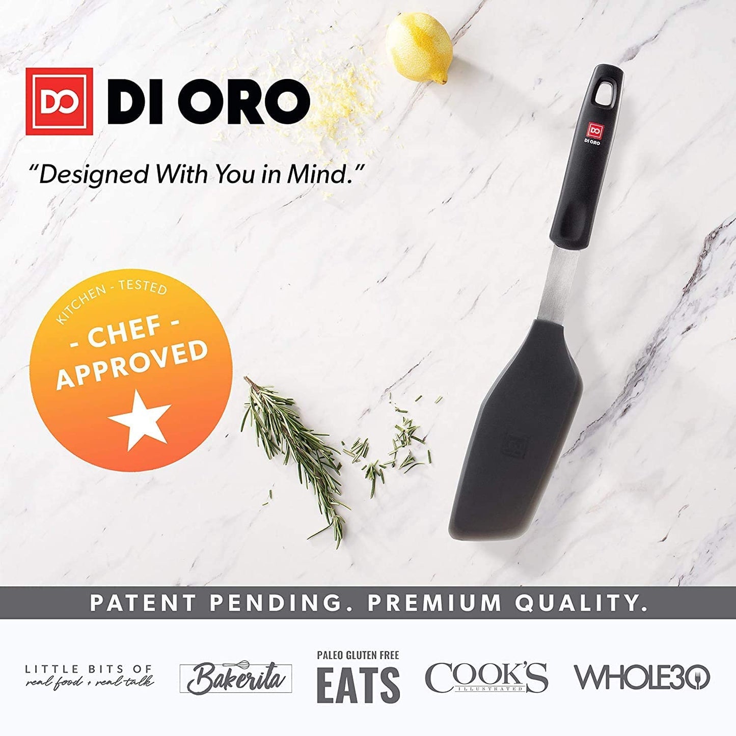 DI ORO Omelette Spatula - Silicone Egg Spatula Turner for Nonstick Cookware - Thin & Flexible BPA Free 600°F Heat-Resistant for Cooking & Baking - Omelet Flipper Dishwasher Safe