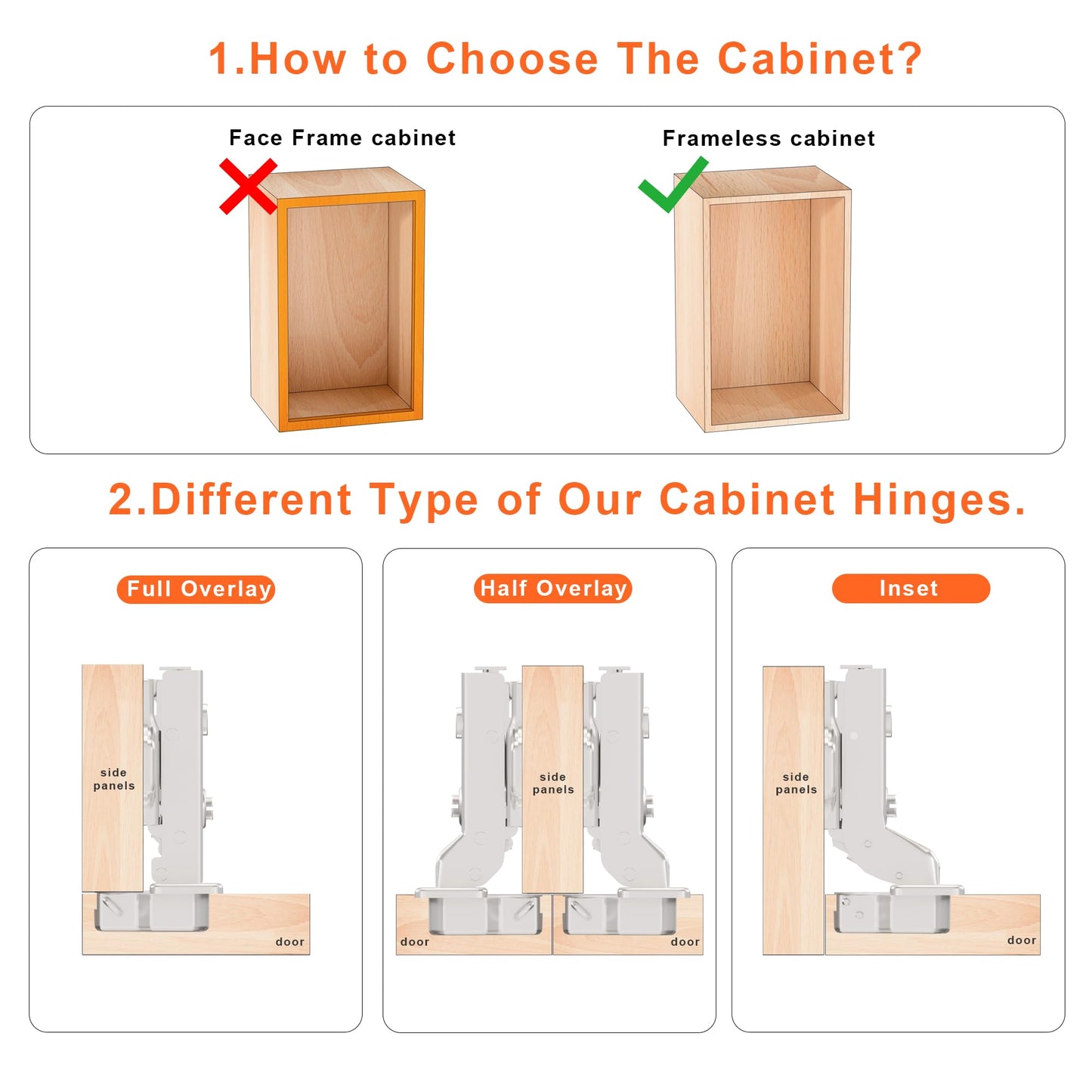 Kimdot 4 Pack Frameless Full Overlay Soft Close Cabinet Hinges for Kitchen 105°Clip on Plate Adjustable Concealed European Door Hinges Nickel Plated Finish